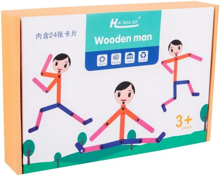 اسباب بازی پازل آدمک چوبی برای کودکان - 24 کارت دو طرفه، اسباب بازی آموزشی هماهنگی چشم و دست، ایمن و بدون پلیسه، تفکر خلاق و مهارت های حرکتی ظریف، هدیه ای برای پسران و دختران (02) اسباب بازی پازل آدمک چوبی برای کودکان - 24 کارت دو طرفه، اسباب بازی آموزشی هماهنگی چشم و دست، ایمن و بدون پلیسه، تفکر خلاق و مهارت های حرکتی ظریف، هدیه ای برای پسران و دختران (02)