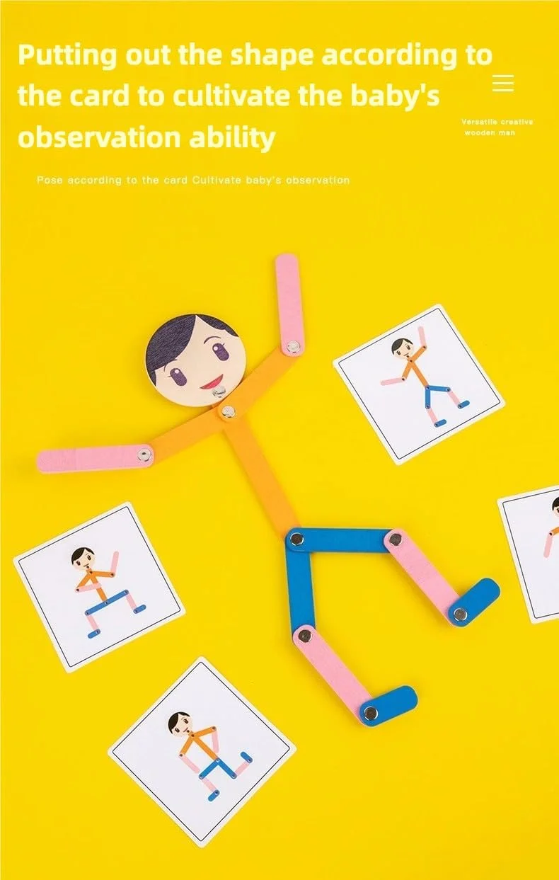 اسباب بازی پازل آدمک چوبی برای کودکان - 24 کارت دو طرفه، اسباب بازی آموزشی هماهنگی چشم و دست، ایمن و بدون پلیسه، تفکر خلاق و مهارت های حرکتی ظریف، هدیه ای برای پسران و دختران (02) اسباب بازی پازل آدمک چوبی برای کودکان - 24 کارت دو طرفه، اسباب بازی آموزشی هماهنگی چشم و دست، ایمن و بدون پلیسه، تفکر خلاق و مهارت های حرکتی ظریف، هدیه ای برای پسران و دختران (02)