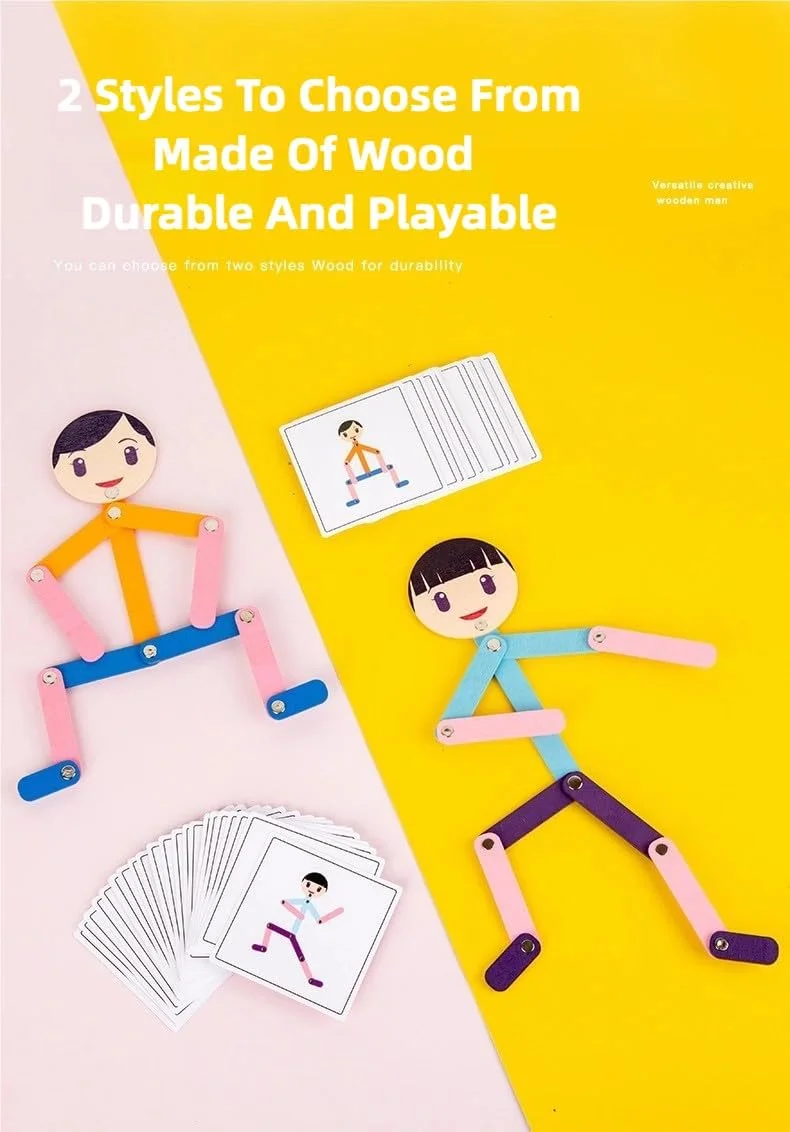 اسباب بازی پازل آدمک چوبی برای کودکان - 24 کارت دو طرفه، اسباب بازی آموزشی هماهنگی چشم و دست، ایمن و بدون پلیسه، تفکر خلاق و مهارت های حرکتی ظریف، هدیه ای برای پسران و دختران (02) اسباب بازی پازل آدمک چوبی برای کودکان - 24 کارت دو طرفه، اسباب بازی آموزشی هماهنگی چشم و دست، ایمن و بدون پلیسه، تفکر خلاق و مهارت های حرکتی ظریف، هدیه ای برای پسران و دختران (02)