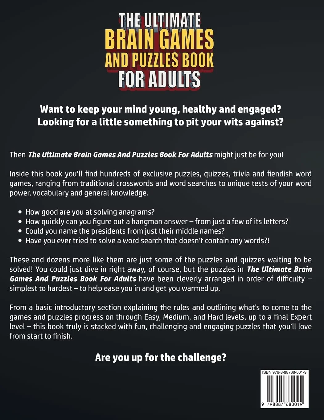 کتاب بازی ها و پازل های فکری نهایی برای بزرگسالان: معماهای فکری دشوار اما سرگرم کننده، چالش های چیزهای بی اهمیت، جدول کلمات متقاطع، جستجوی کلمات و موارد دیگر برای جوان و فعال نگه داشتن ذهن شما کتاب بازی ها و پازل های فکری نهایی برای بزرگسالان: معماهای فکری دشوار اما سرگرم کننده، چالش های چیزهای بی اهمیت، جدول کلمات متقاطع، جستجوی کلمات و موارد دیگر برای جوان و فعال نگه داشتن ذهن شما