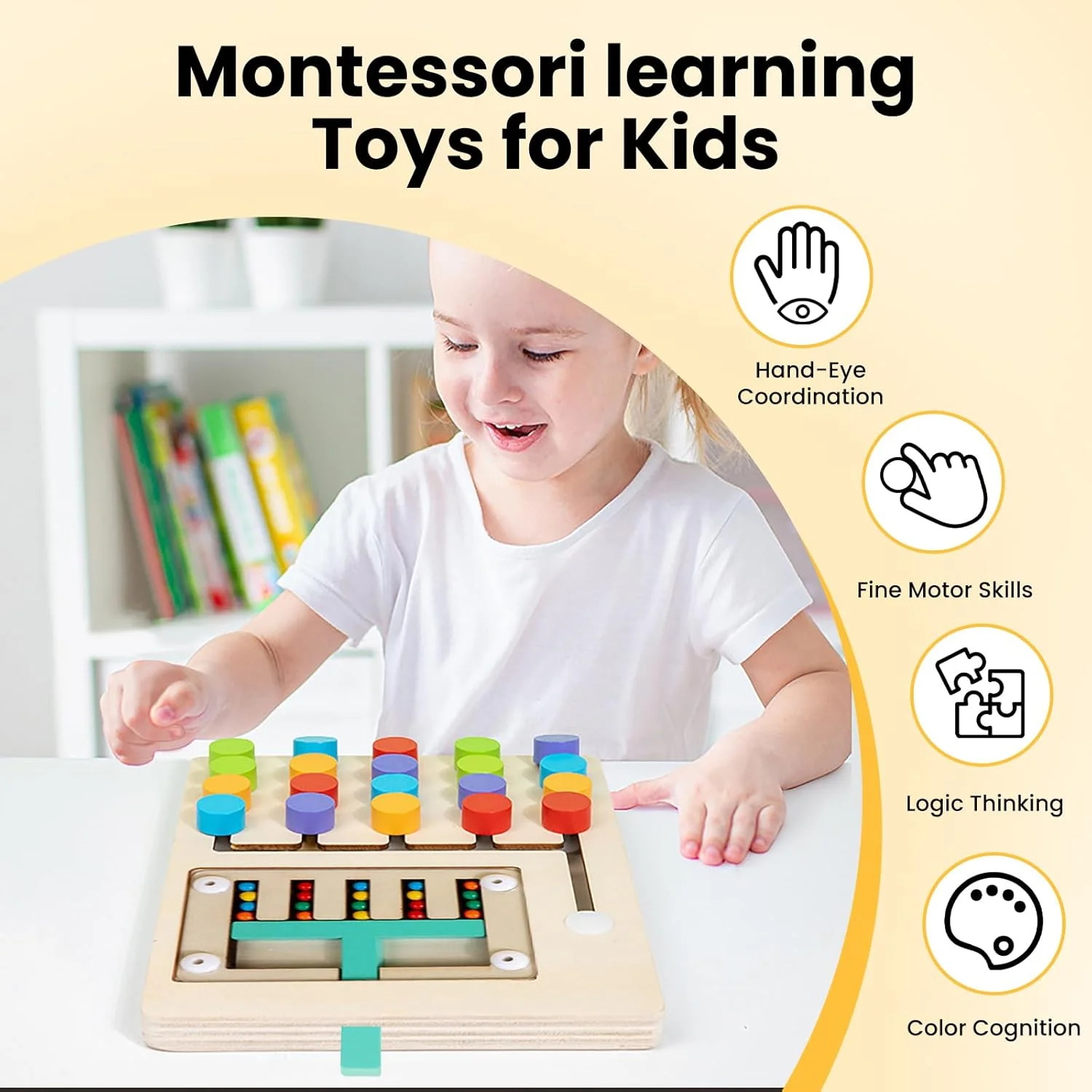 اسباب بازی های مونته سوری TOYBY برای کودکان 3+ سال، پازل تطبیق رنگ چوبی، بازی فکری منطقی، اسباب بازی های آموزشی پیش دبستانی برای کودکان پسر و دختر 3 4 5 6 7 ساله