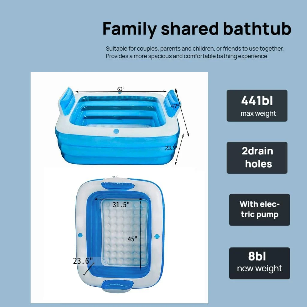 وان حمام بادی دوتایی بیدسن با پمپ هوای برقی و تکیه گاه سر بالش حمام، وان حمام بادی قابل حمل برای بزرگسالان، وان آبگرمکن تاشو مستقل در فضای باز و داخلی با جا لیوانی تخلیه