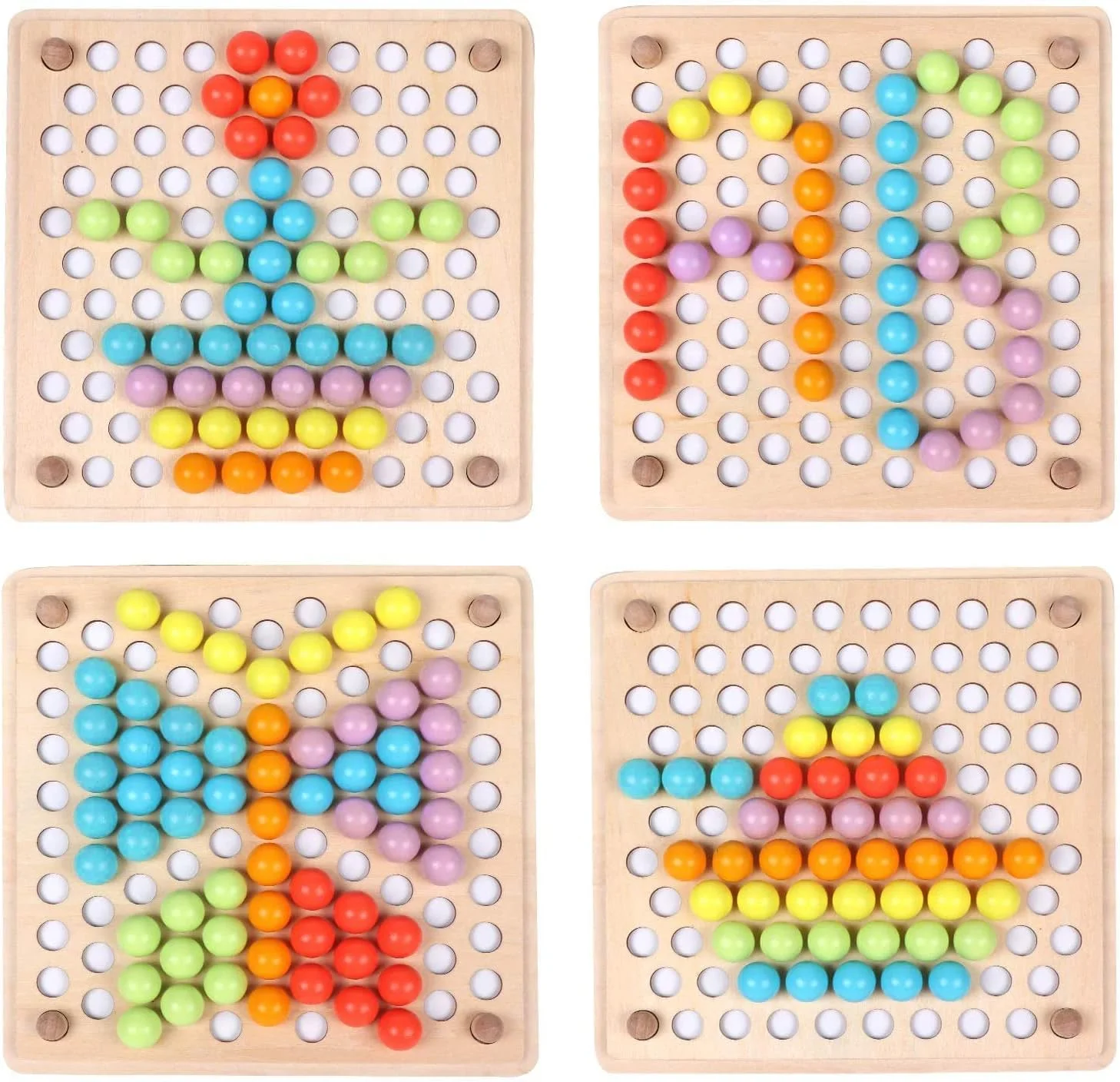 بازی فکری مهره های چوبی Baybee برای کودکان | اسباب بازی های چوبی با مهره های رنگارنگ | بازی های تخته ای مرتب سازی فنجان ها و الگوها | اسباب بازی های آموزشی برای نوزادان | پازل برای کودکان 3+ سال پسران و دختران