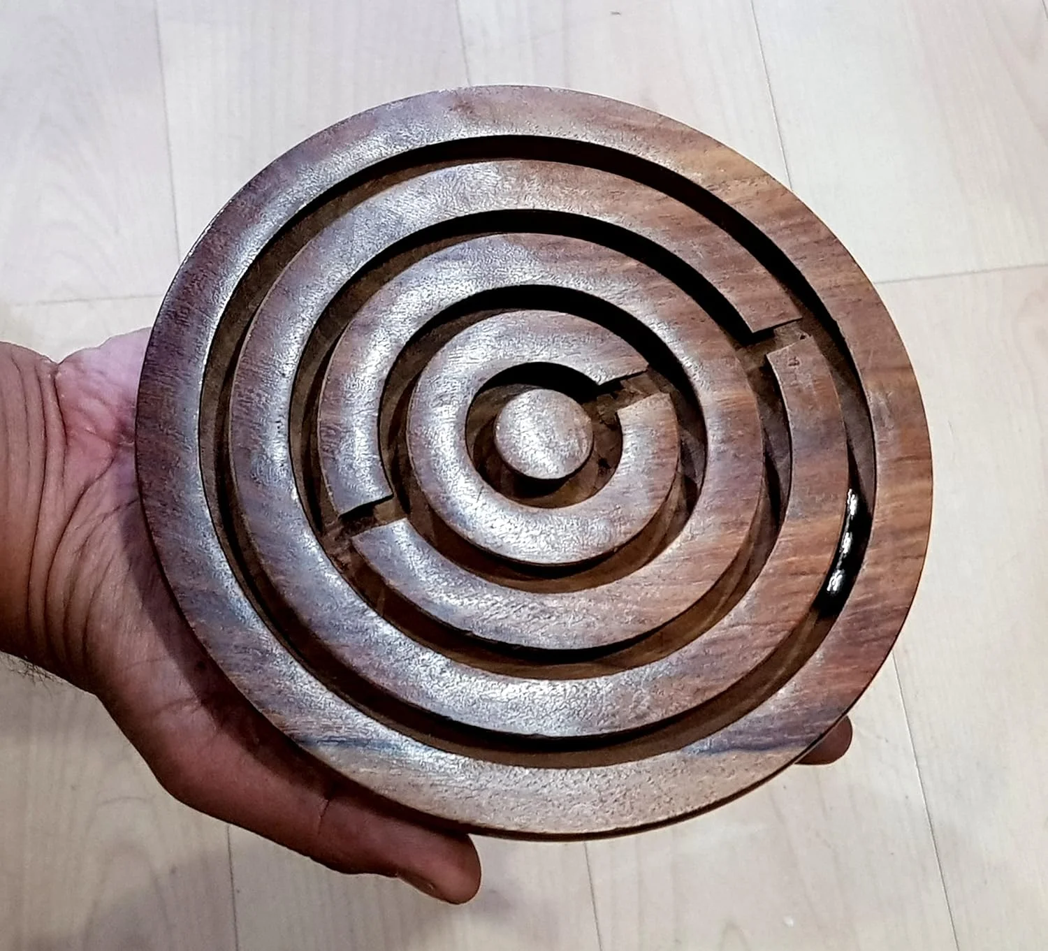 بازی فکری هزارتو چوبی دست ساز استون کرافت 6 اینچی با توپ های فلزی - اسباب بازی پازل سرگرم کننده برای کودکان، پسران و دختران