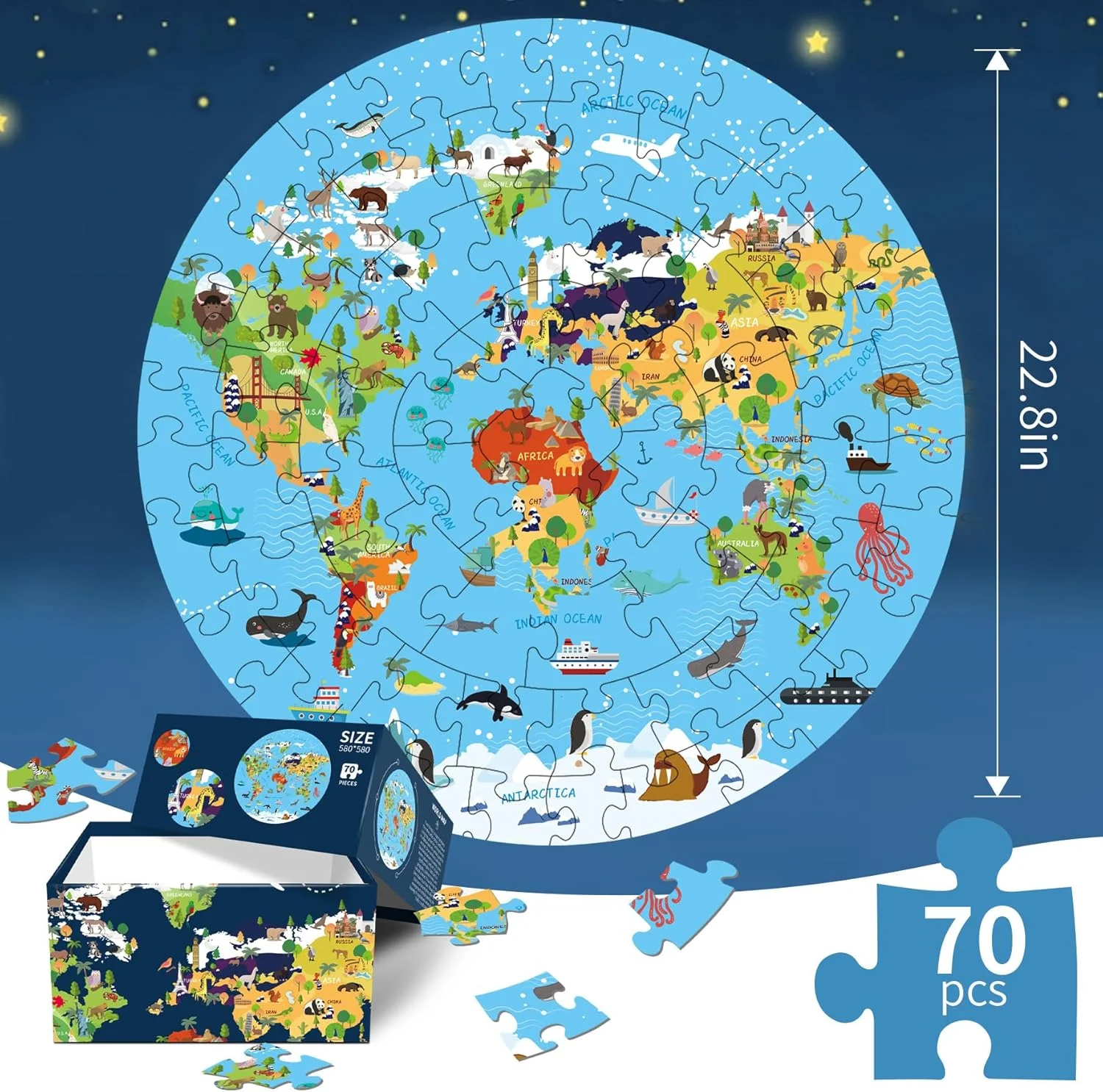 پازل نقشه جهان برای کودکان 4-17 سال، پازل های گرد بزرگ 70 تکه ای برای کودکان، بازی های جغرافیایی، اسباب بازی های آموزشی، هدیه تولد و تعطیلات برای پسران و دختران پازل نقشه جهان برای کودکان 4-17 سال، پازل های گرد بزرگ 70 تکه ای برای کودکان، بازی های جغرافیایی، اسباب بازی های آموزشی، هدیه تولد و تعطیلات برای پسران و دختران