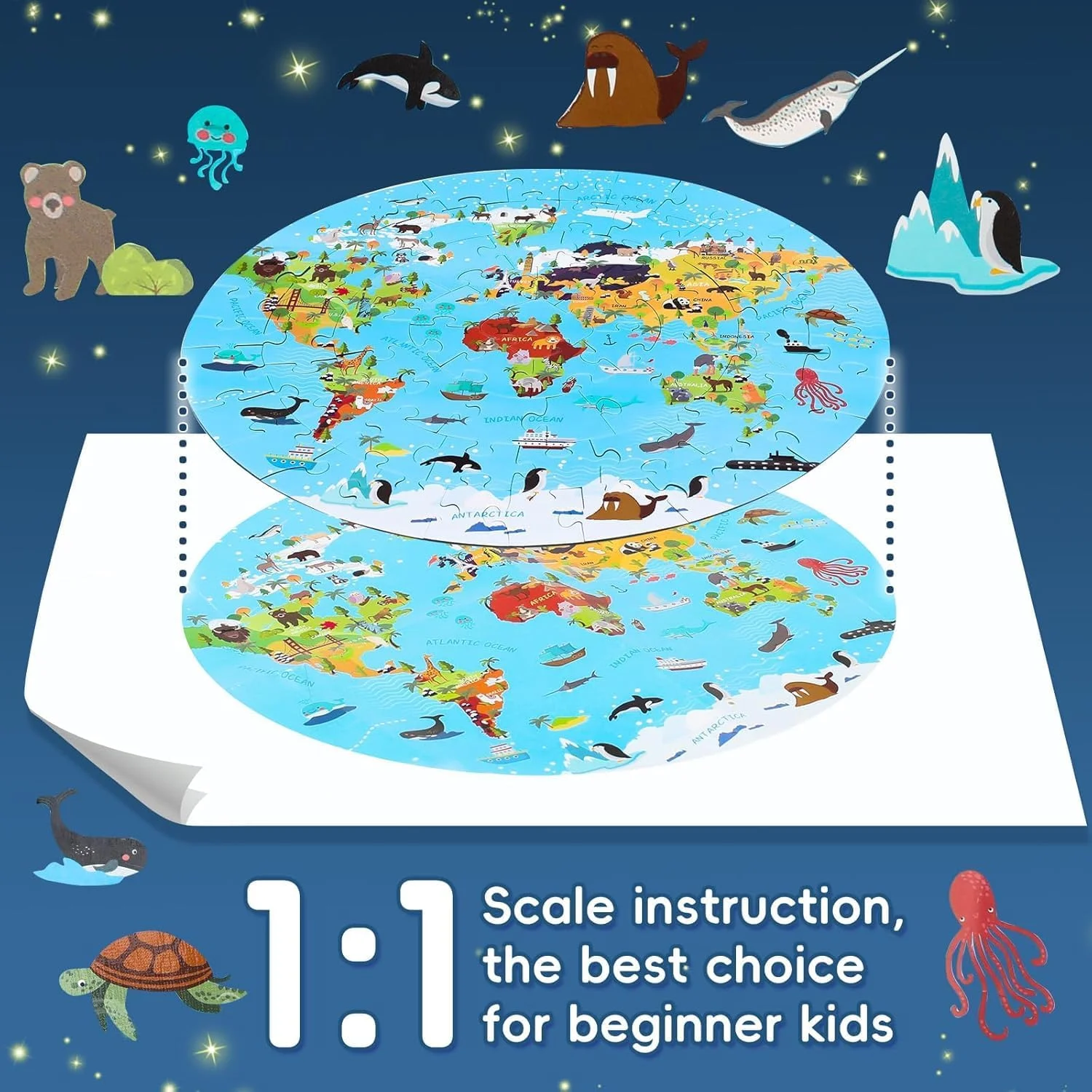 پازل نقشه جهان برای کودکان 4-17 سال، پازل های گرد بزرگ 70 تکه ای برای کودکان، بازی های جغرافیایی، اسباب بازی های آموزشی، هدیه تولد و تعطیلات برای پسران و دختران پازل نقشه جهان برای کودکان 4-17 سال، پازل های گرد بزرگ 70 تکه ای برای کودکان، بازی های جغرافیایی، اسباب بازی های آموزشی، هدیه تولد و تعطیلات برای پسران و دختران