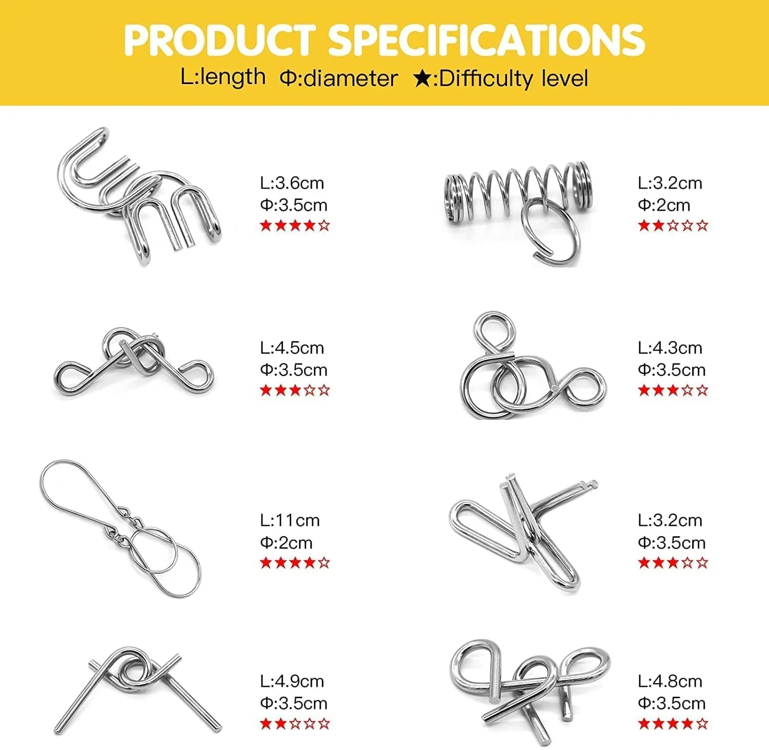 اسباب بازی های فکری Mumoo Bear، بازی های فکری تست هوش، پازل های سیم فلزی، اسباب بازی شعبده بازی، پازل فلزی (16 عددی)