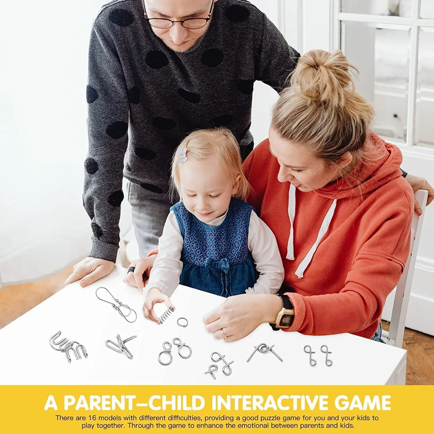 اسباب بازی های فکری Mumoo Bear، بازی های فکری تست هوش، پازل های سیم فلزی، اسباب بازی شعبده بازی، پازل فلزی (16 عددی)