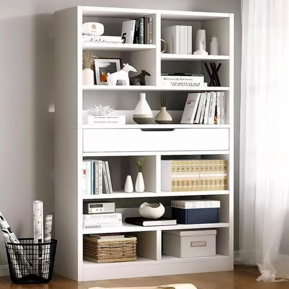 کتابخانه چند منظوره Kutis با طراحی مدرن و چند طبقه - قفسه نمایشگر بزرگ، کتابخانه عمودی برای اتاق نشیمن، دفتر کار خانگی و اتاق مطالعه 50x20x180 سانتی متر