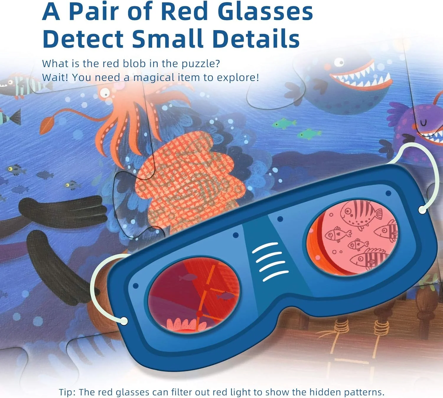 پازل کف اقیانوس مخفی Mideer، 35 قطعه پازل مقوایی ضخیم به همراه یک عینک پازل کف اقیانوس مخفی Mideer، 35 قطعه پازل مقوایی ضخیم به همراه یک عینک