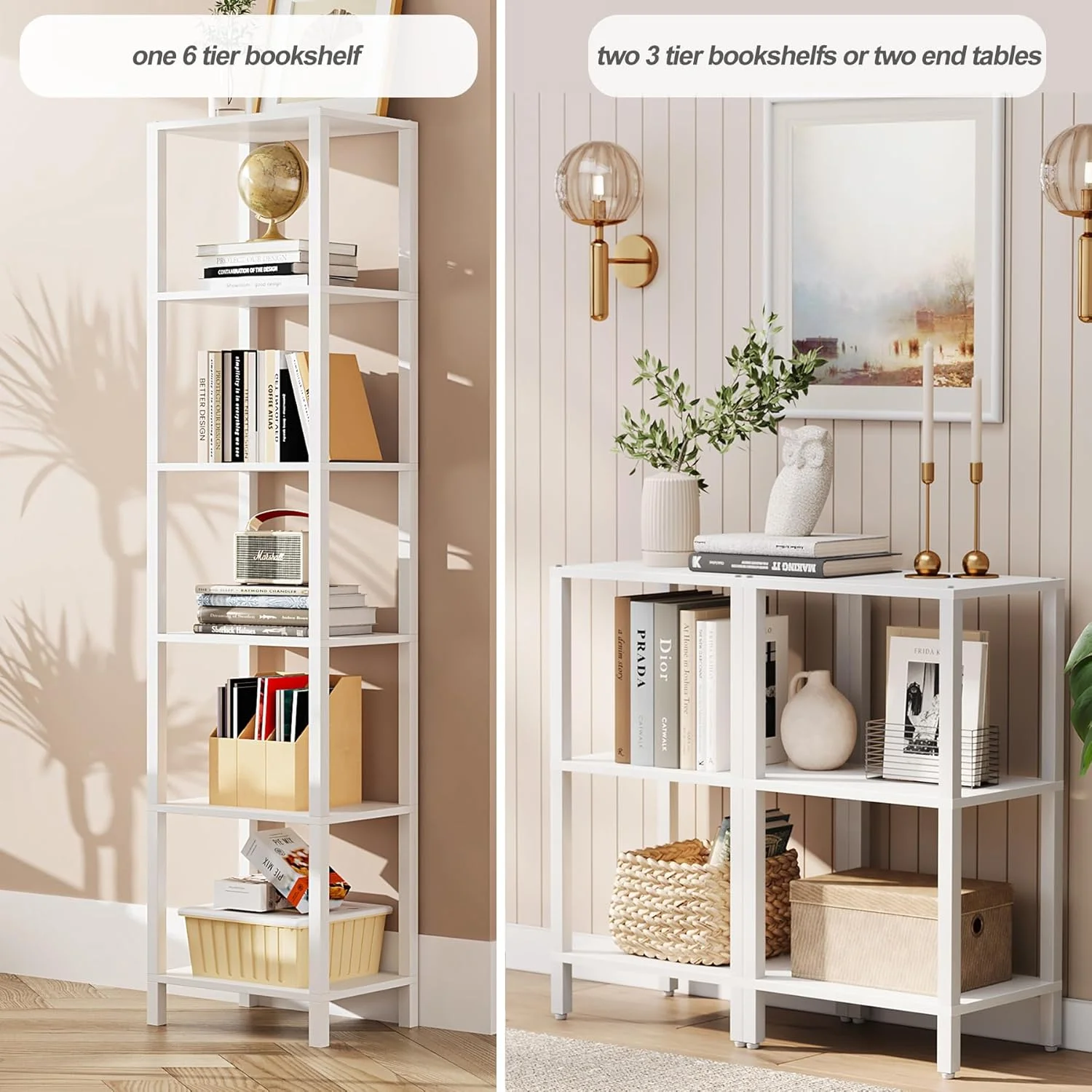 قفسه کتاب TUTOTAK، قفسه کتاب بلند 6 طبقه، قفسه کتاب باریک برای فضای کوچک، قفسه کتاب قابل انباشت DIY، برای اتاق نشیمن، دفتر، مطالعه، ورودی، صنعتی، سفید BS01BW006 قفسه کتاب TUTOTAK، قفسه کتاب بلند 6 طبقه، قفسه کتاب باریک برای فضای کوچک، قفسه کتاب قابل انباشت DIY، برای اتاق نشیمن، دفتر، مطالعه، ورودی، صنعتی، سفید BS01BW006