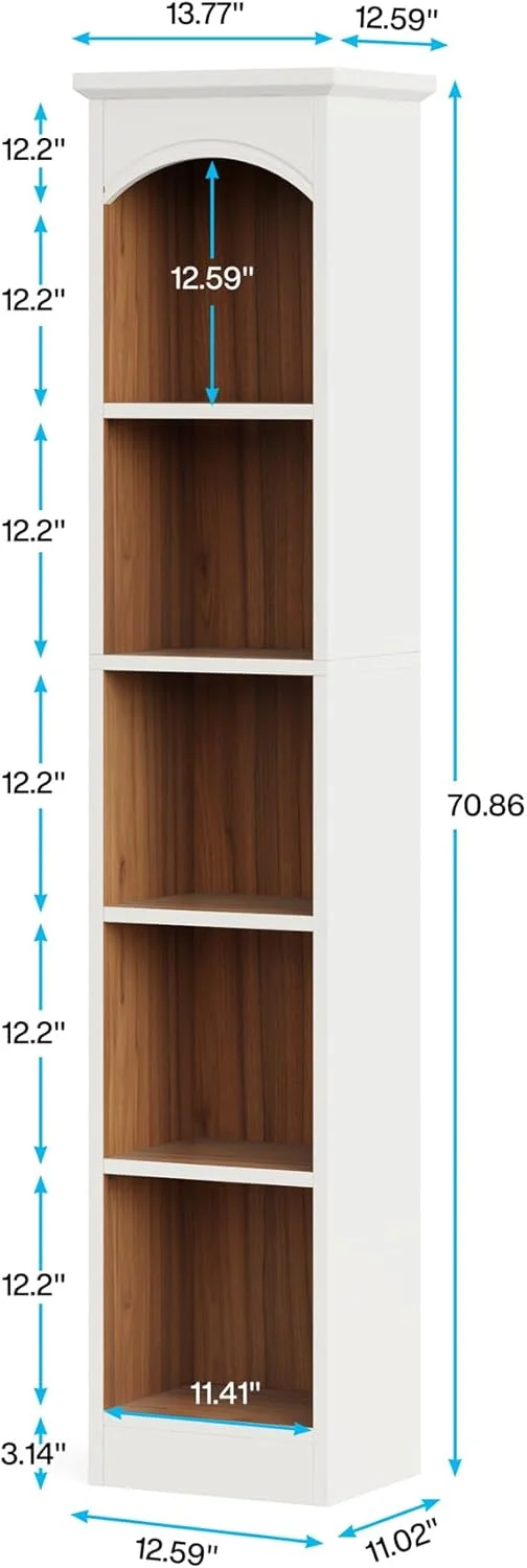 کتابخانه باریک 5 طبقه Tribesigns با ارتفاع 70.9 اینچ، قفسه کتاب مکعبی با فضای ذخیره سازی، قفسه های نمایش گوشه ای باریک مدرن برای دفتر کار خانگی، اتاق نشیمن، سفید و بلوطی کتابخانه باریک 5 طبقه Tribesigns با ارتفاع 70.9 اینچ، قفسه کتاب مکعبی با فضای ذخیره سازی، قفسه های نمایش گوشه ای باریک مدرن برای دفتر کار خانگی، اتاق نشیمن، سفید و بلوطی