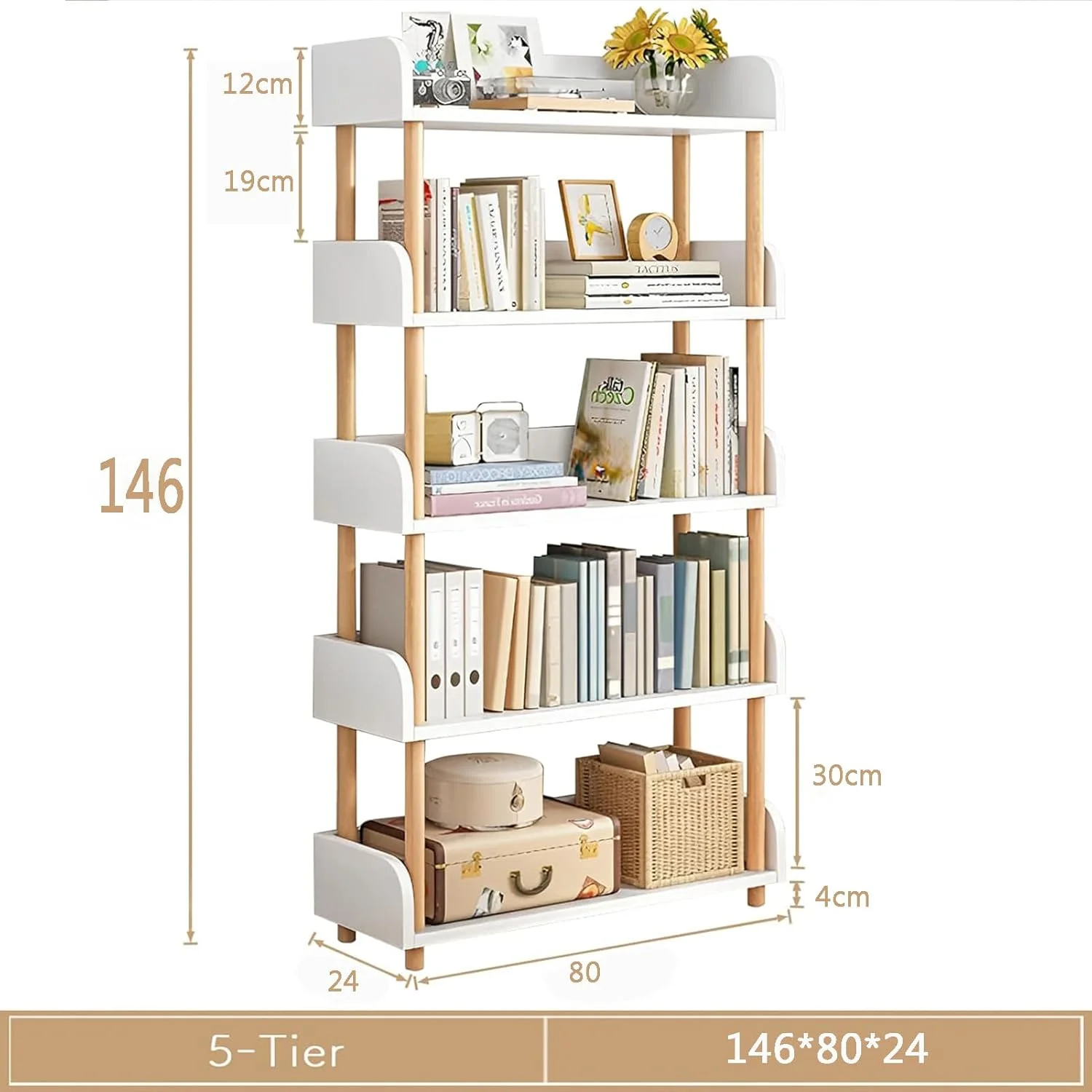 قفسه کتاب 5 طبقه باز U-HOOME - قفسه کتاب مستقل، قفسه کتاب، قفسه چوبی، پایه نمایشگر قفسه های ذخیره سازی چوبی با لبه بالایی و قاب چوبی جامد برای اتاق نشیمن، دفتر کار خانگی، کابینت ذخیره سازی (سفید) قفسه کتاب 5 طبقه باز U-HOOME - قفسه کتاب مستقل، قفسه کتاب، قفسه چوبی، پایه نمایشگر قفسه های ذخیره سازی چوبی با لبه بالایی و قاب چوبی جامد برای اتاق نشیمن، دفتر کار خانگی، کابینت ذخیره سازی (سفید)