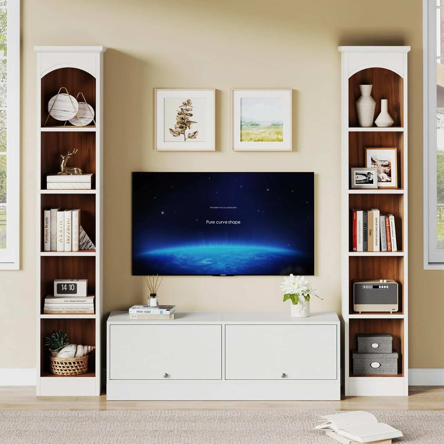 کتابخانه باریک 5 طبقه Tribesigns با ارتفاع 70.9 اینچ، قفسه کتاب مکعبی با فضای ذخیره سازی، قفسه های نمایش گوشه ای باریک مدرن برای دفتر کار خانگی، اتاق نشیمن، سفید و بلوطی کتابخانه باریک 5 طبقه Tribesigns با ارتفاع 70.9 اینچ، قفسه کتاب مکعبی با فضای ذخیره سازی، قفسه های نمایش گوشه ای باریک مدرن برای دفتر کار خانگی، اتاق نشیمن، سفید و بلوطی