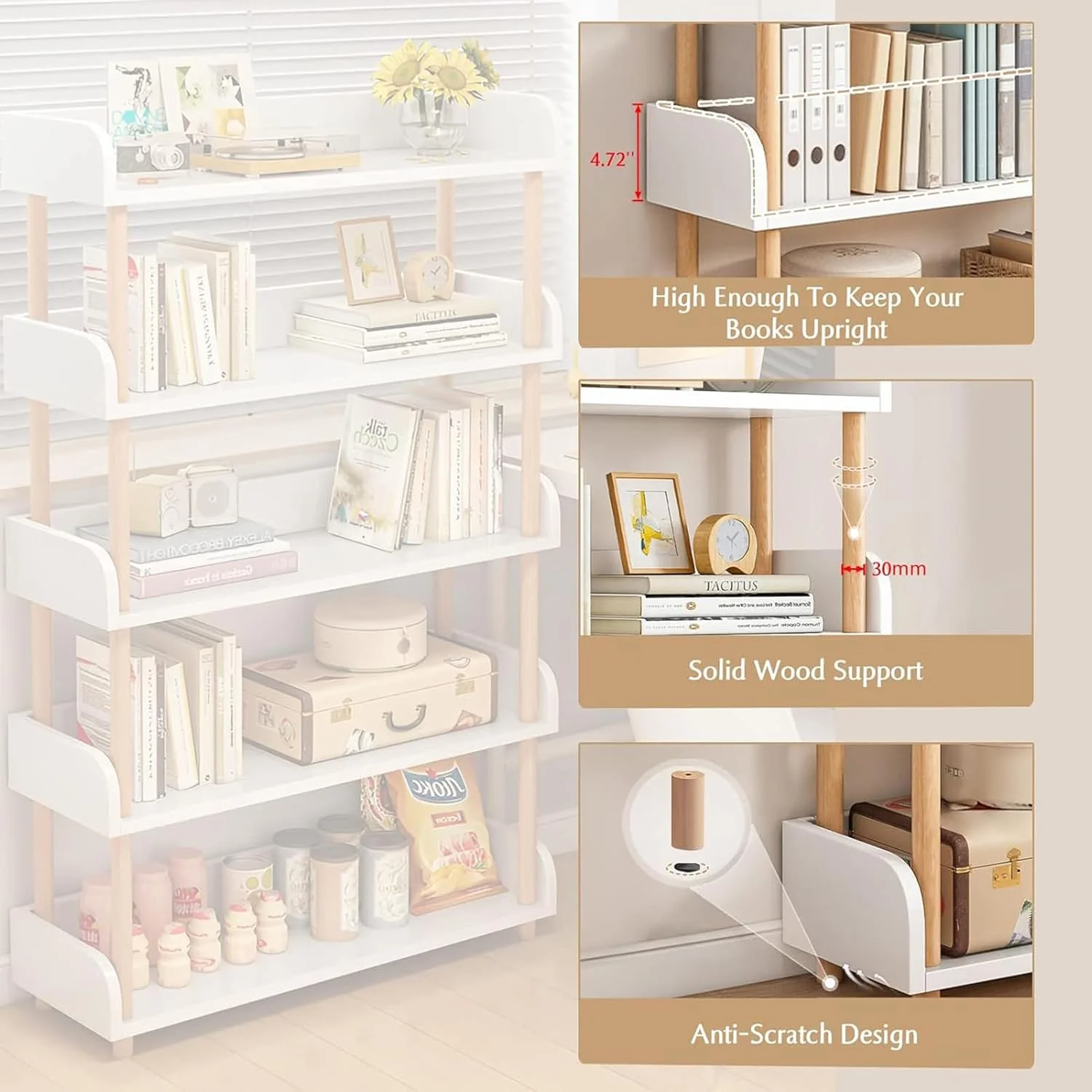 قفسه کتاب 5 طبقه باز U-HOOME - قفسه کتاب مستقل، قفسه کتاب، قفسه چوبی، پایه نمایشگر قفسه های ذخیره سازی چوبی با لبه بالایی و قاب چوبی جامد برای اتاق نشیمن، دفتر کار خانگی، کابینت ذخیره سازی (سفید) قفسه کتاب 5 طبقه باز U-HOOME - قفسه کتاب مستقل، قفسه کتاب، قفسه چوبی، پایه نمایشگر قفسه های ذخیره سازی چوبی با لبه بالایی و قاب چوبی جامد برای اتاق نشیمن، دفتر کار خانگی، کابینت ذخیره سازی (سفید)