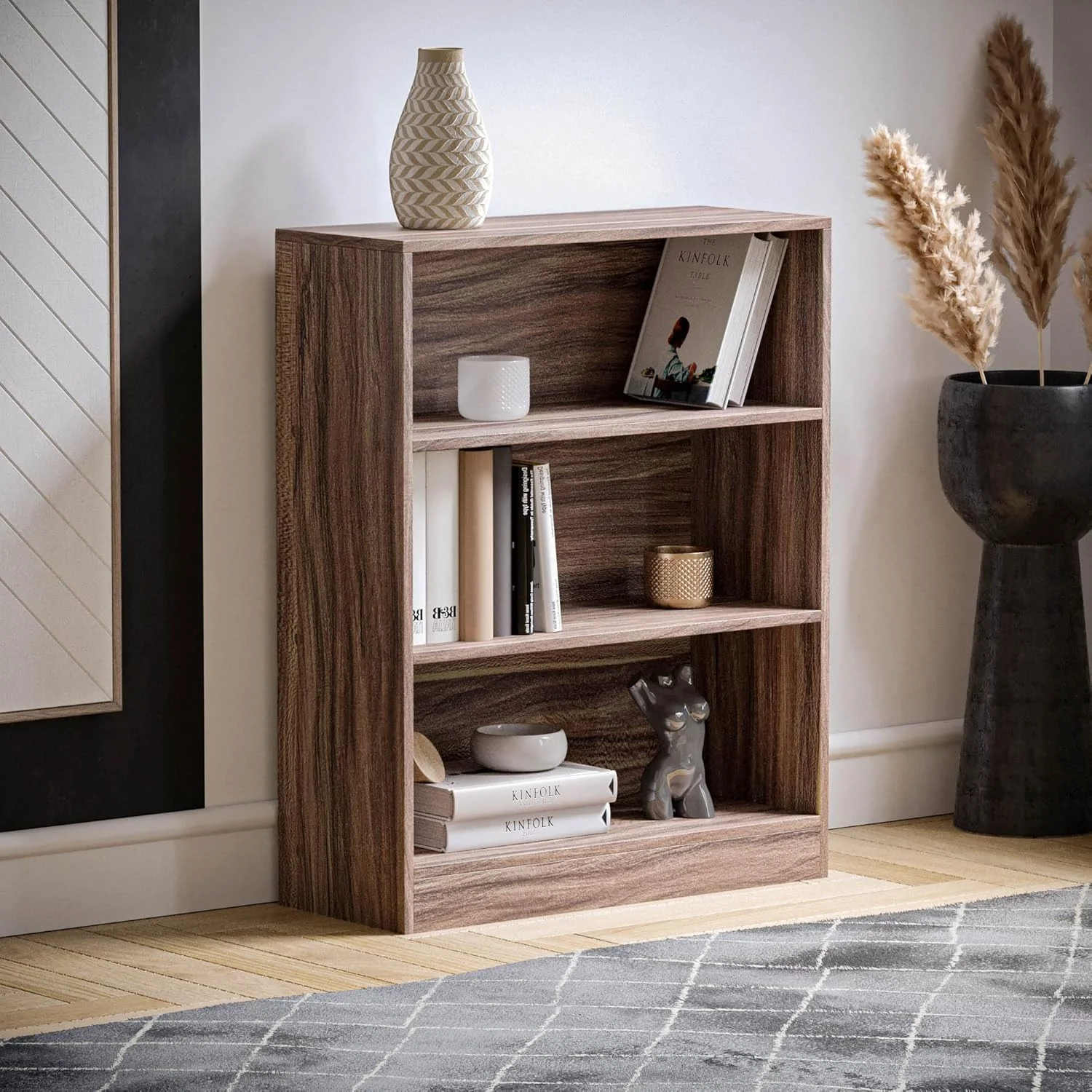 کتابخانه 3 طبقه کوتاه کمبریج Vida Designs، قفسه چوبی گردویی، واحد ذخیره سازی نمایش مبلمان اتاق نشیمن اداری کتابخانه 3 طبقه کوتاه کمبریج Vida Designs، قفسه چوبی گردویی، واحد ذخیره سازی نمایش مبلمان اتاق نشیمن اداری