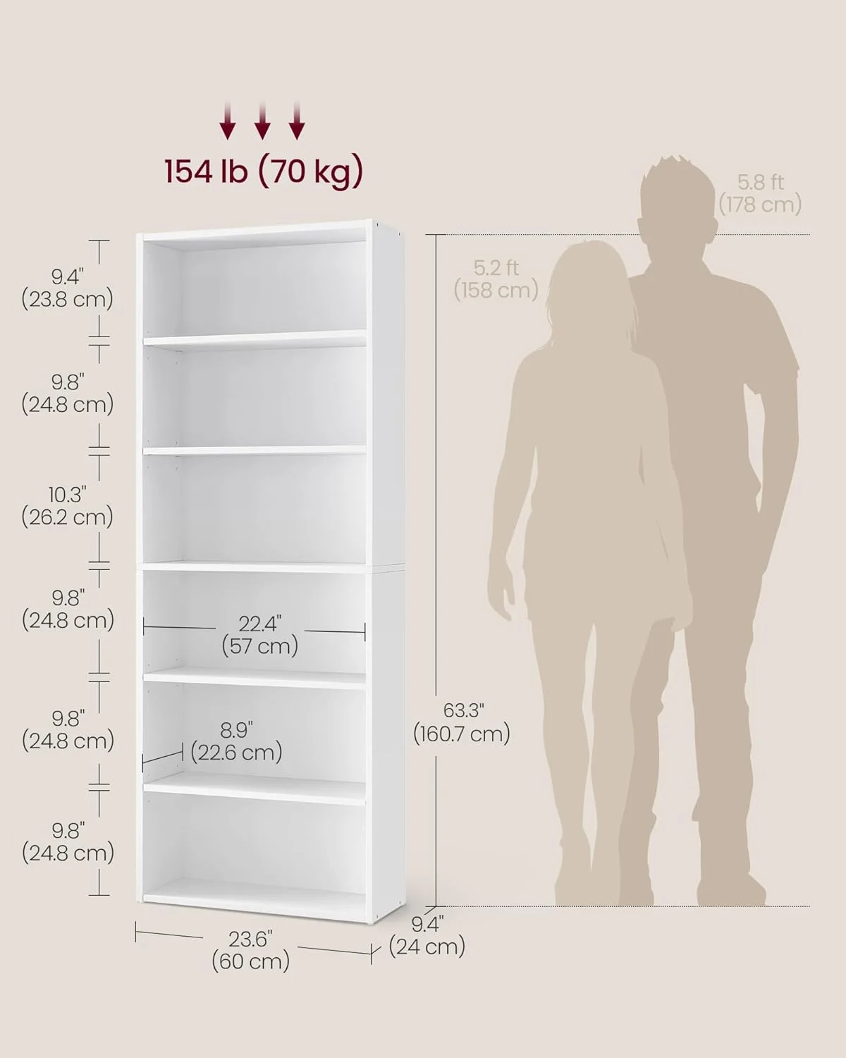 قفسه کتاب VASAGLE، کتابخانه 6 طبقه، واحد قفسه بندی ذخیره سازی، قفسه نمایش با محفظه های باز، قفسه های ذخیره سازی قابل تنظیم، برای اتاق نشیمن، دفتر کار خانگی، اتاق خواب، سفید ابری LBC166T14 قفسه کتاب VASAGLE، کتابخانه 6 طبقه، واحد قفسه بندی ذخیره سازی، قفسه نمایش با محفظه های باز، قفسه های ذخیره سازی قابل تنظیم، برای اتاق نشیمن، دفتر کار خانگی، اتاق خواب، سفید ابری LBC166T14