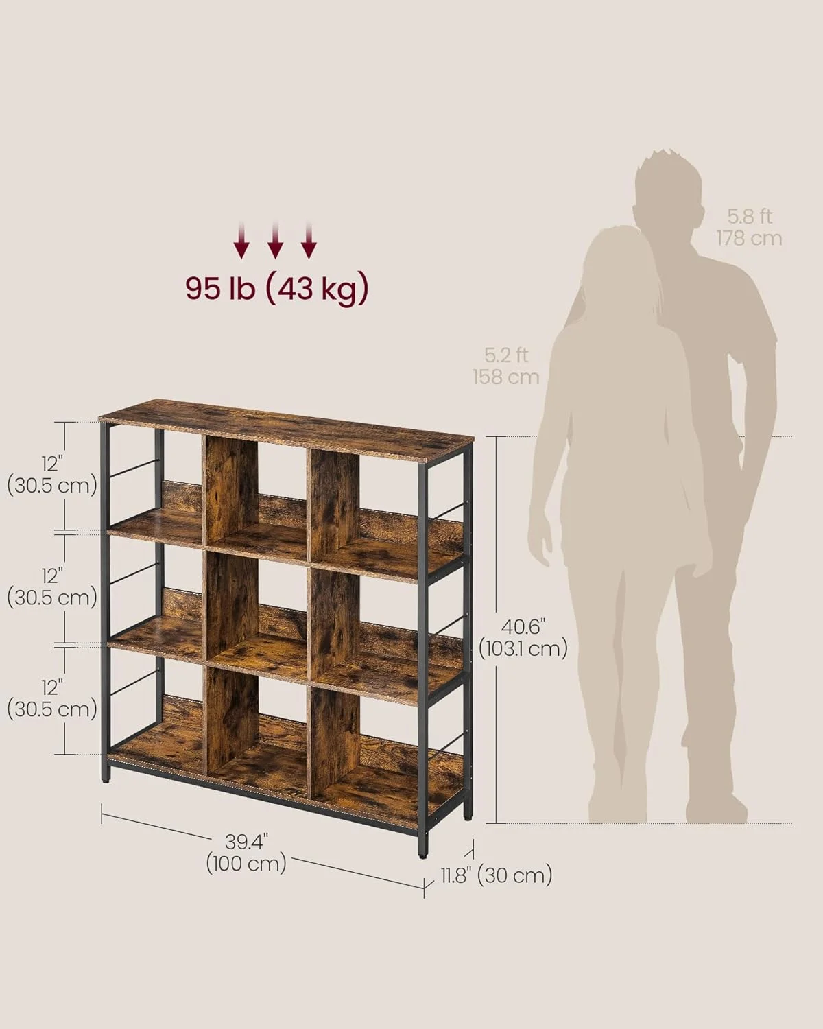 قفسه کتاب VASAGLE، کتابخانه، سازمان دهنده 9 مکعبی، قفسه نمایشگر باز صنعتی، برای اتاق خواب، دفتر کار، اتاق نشیمن، قاب فلزی، قهوه ای روستایی و مشکی ULLS112B01 قفسه کتاب VASAGLE، کتابخانه، سازمان دهنده 9 مکعبی، قفسه نمایشگر باز صنعتی، برای اتاق خواب، دفتر کار، اتاق نشیمن، قاب فلزی، قهوه ای روستایی و مشکی ULLS112B01