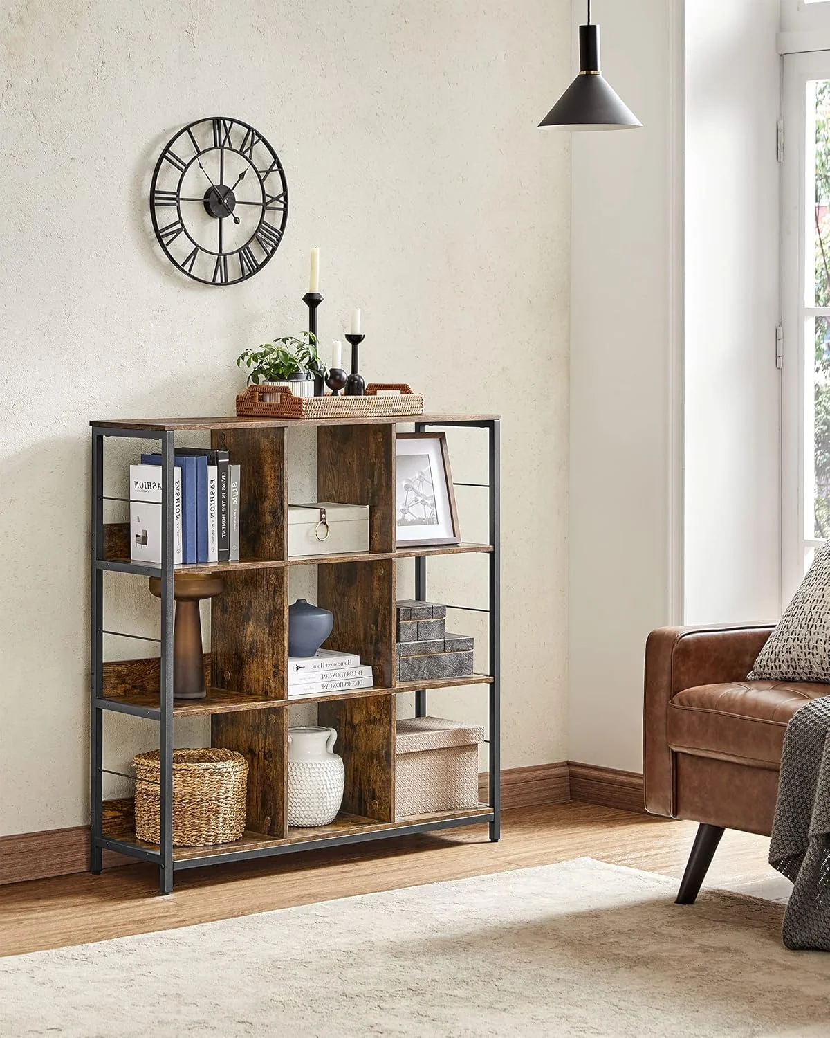 قفسه کتاب VASAGLE، کتابخانه، سازمان دهنده 9 مکعبی، قفسه نمایشگر باز صنعتی، برای اتاق خواب، دفتر کار، اتاق نشیمن، قاب فلزی، قهوه ای روستایی و مشکی ULLS112B01 قفسه کتاب VASAGLE، کتابخانه، سازمان دهنده 9 مکعبی، قفسه نمایشگر باز صنعتی، برای اتاق خواب، دفتر کار، اتاق نشیمن، قاب فلزی، قهوه ای روستایی و مشکی ULLS112B01