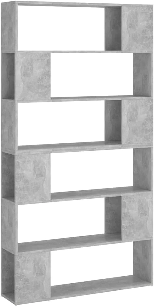 کتابخانه/قفسه جداکننده اتاق ویدا ایکس ال، مناسب منزل، اتاق نشیمن، اداره، قفسه کتاب، پارتیشن حریم خصوصی، قفسه ایستاده، قفسه ذخیره سازی، جداکننده اتاق، خاکستری بتنی