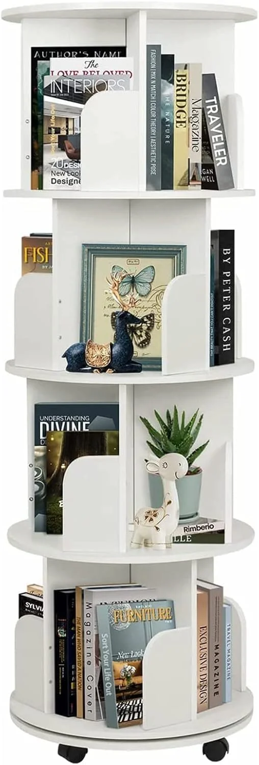 قفسه کتاب گردان 4 طبقه Yeshine، قفسه کتاب 360 درجه با چرخ، قفسه نمایش گوشه ای، قفسه کتاب ایستاده برای اتاق خواب، اتاق نشیمن، مطالعه، دفتر قفسه کتاب گردان 4 طبقه Yeshine، قفسه کتاب 360 درجه با چرخ، قفسه نمایش گوشه ای، قفسه کتاب ایستاده برای اتاق خواب، اتاق نشیمن، مطالعه، دفتر