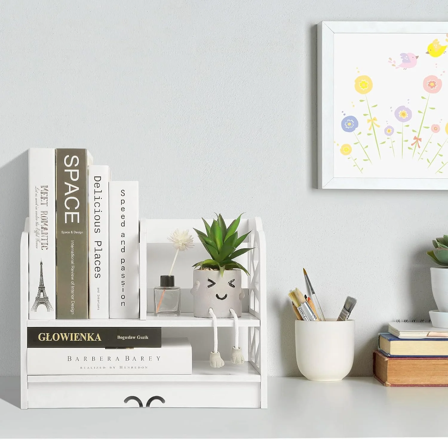 قفسه کتاب کوچک YGYQZ برای نگهداری رومیزی، قفسه های مینی رومیزی زیبا سفید، سازمان دهنده های متنوع برای زنان و کودکان قفسه کتاب کوچک YGYQZ برای نگهداری رومیزی، قفسه های مینی رومیزی زیبا سفید، سازمان دهنده های متنوع برای زنان و کودکان