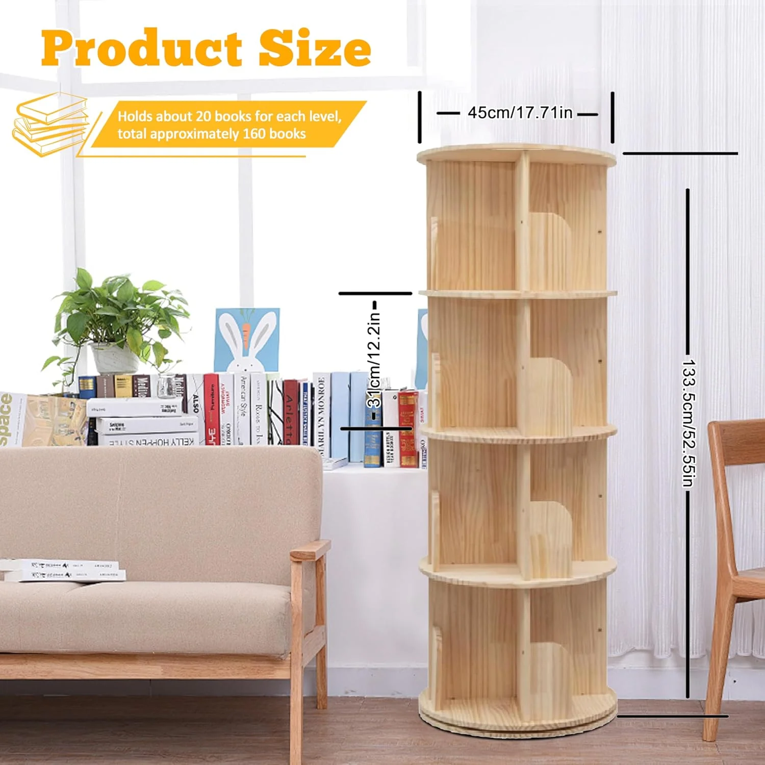 قفسه برج رسانه ای 4 طبقه YISNDYA، کابینت باریک ذخیره سازی CD DVD با قفسه های قابل تنظیم، قفسه کتاب باریک بلند برای دفتر کار خانگی - رنگ چوب اصلی قفسه برج رسانه ای 4 طبقه YISNDYA، کابینت باریک ذخیره سازی CD DVD با قفسه های قابل تنظیم، قفسه کتاب باریک بلند برای دفتر کار خانگی - رنگ چوب اصلی