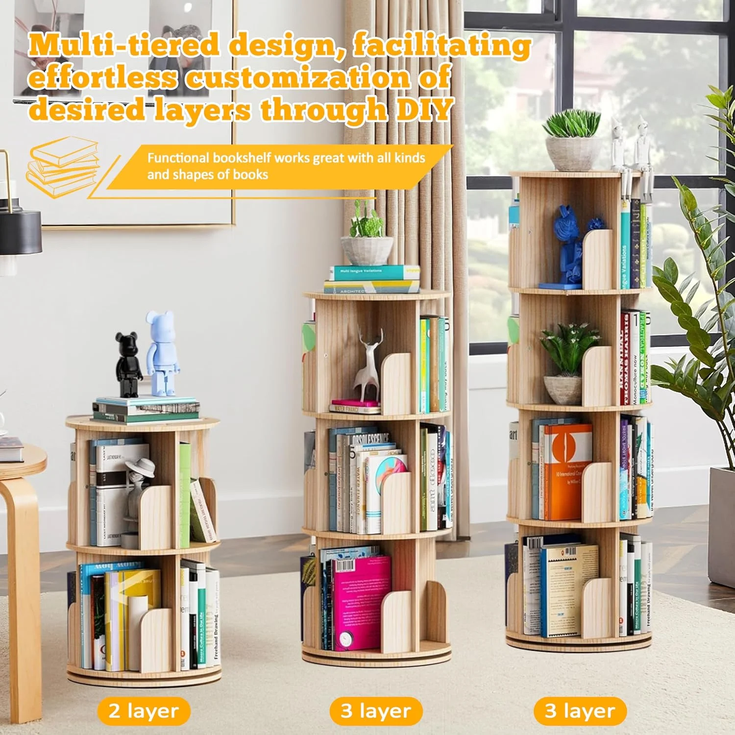 قفسه برج رسانه ای 4 طبقه YISNDYA، کابینت باریک ذخیره سازی CD DVD با قفسه های قابل تنظیم، قفسه کتاب باریک بلند برای دفتر کار خانگی - رنگ چوب اصلی قفسه برج رسانه ای 4 طبقه YISNDYA، کابینت باریک ذخیره سازی CD DVD با قفسه های قابل تنظیم، قفسه کتاب باریک بلند برای دفتر کار خانگی - رنگ چوب اصلی