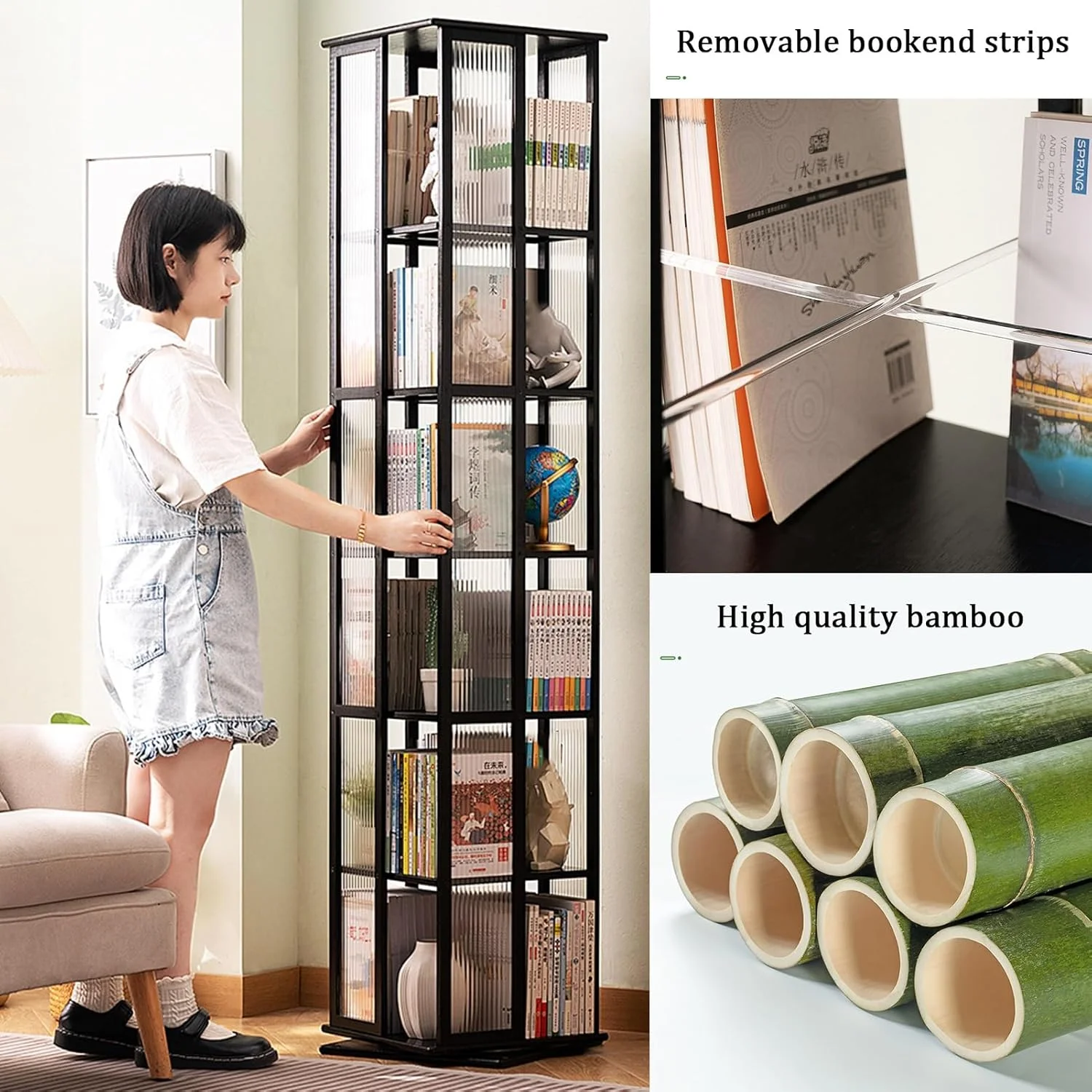 قفسه کتاب چرخشی YVYKFZD، قفسه کتاب گردان 360 درجه، قفسه باریک بامبو، قفسه کتاب ایستاده گوشه ای، برای فضاهای کوچک، خانه/دفتر/مطالعه (چوب، 5 طبقه 37x37x151 سانتی متر) قفسه کتاب چرخشی YVYKFZD، قفسه کتاب گردان 360 درجه، قفسه باریک بامبو، قفسه کتاب ایستاده گوشه ای، برای فضاهای کوچک، خانه/دفتر/مطالعه (چوب، 5 طبقه 37x37x151 سانتی متر)