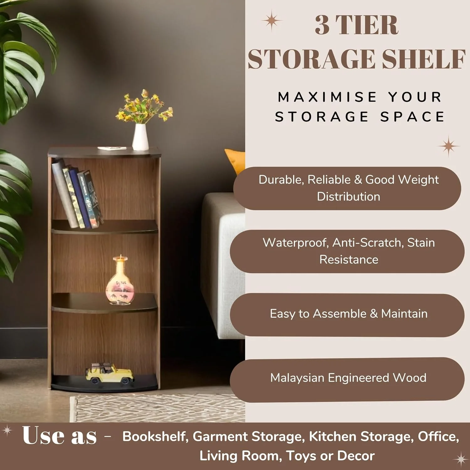 قفسه کتاب سه طبقه چند رنگ WT-EASYCARE | قفسه کتاب | کتابخانه برای نگهداری و نمایش در خانه و محل کار - (مشکی) قفسه کتاب سه طبقه چند رنگ WT-EASYCARE | قفسه کتاب | کتابخانه برای نگهداری و نمایش در خانه و محل کار - (مشکی)