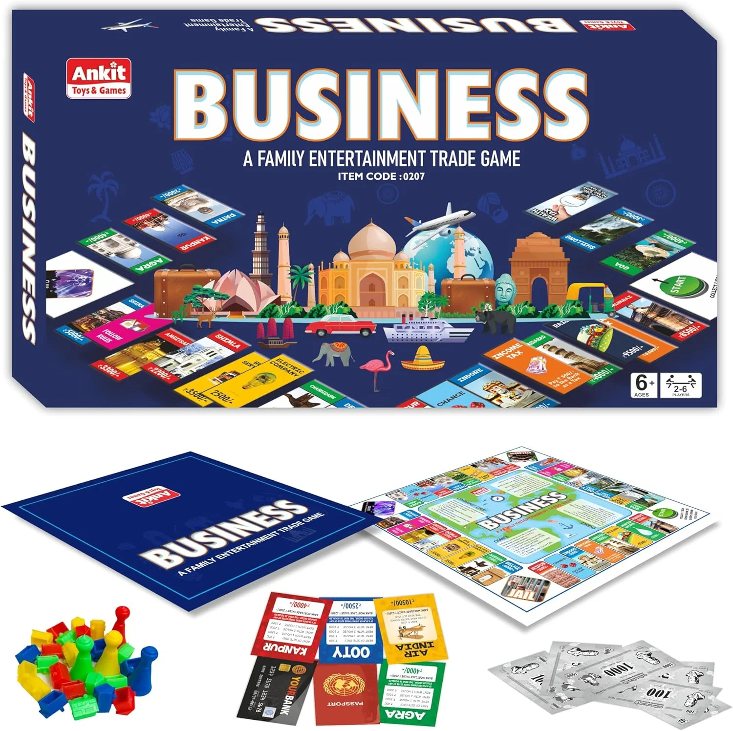 بازی فکری تجاری آنکیت تویز اند گیمز برای کودکان و بزرگسالان، بازی استراتژی کلاسیک املاک هندی، سرگرم کننده و جذاب، بازی رومیزی مدیریت تجارت و املاک، بازی خانوادگی و آموزشی - 6 سال به بالا
