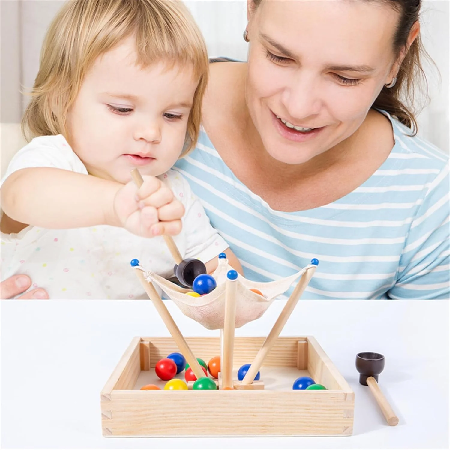 بازی آموزشی تخته اقیانوسی چوبی AM ANNA، اسباب بازی های مونته سوری، اسباب بازی های تطبیق و مرتب سازی رنگ برای کودکان نوپا، اسباب بازی شمارش برای کودکان، بازی های آموزشی برای تقویت مهارت های حرکتی ظریف و ریاضی (دو در یک)