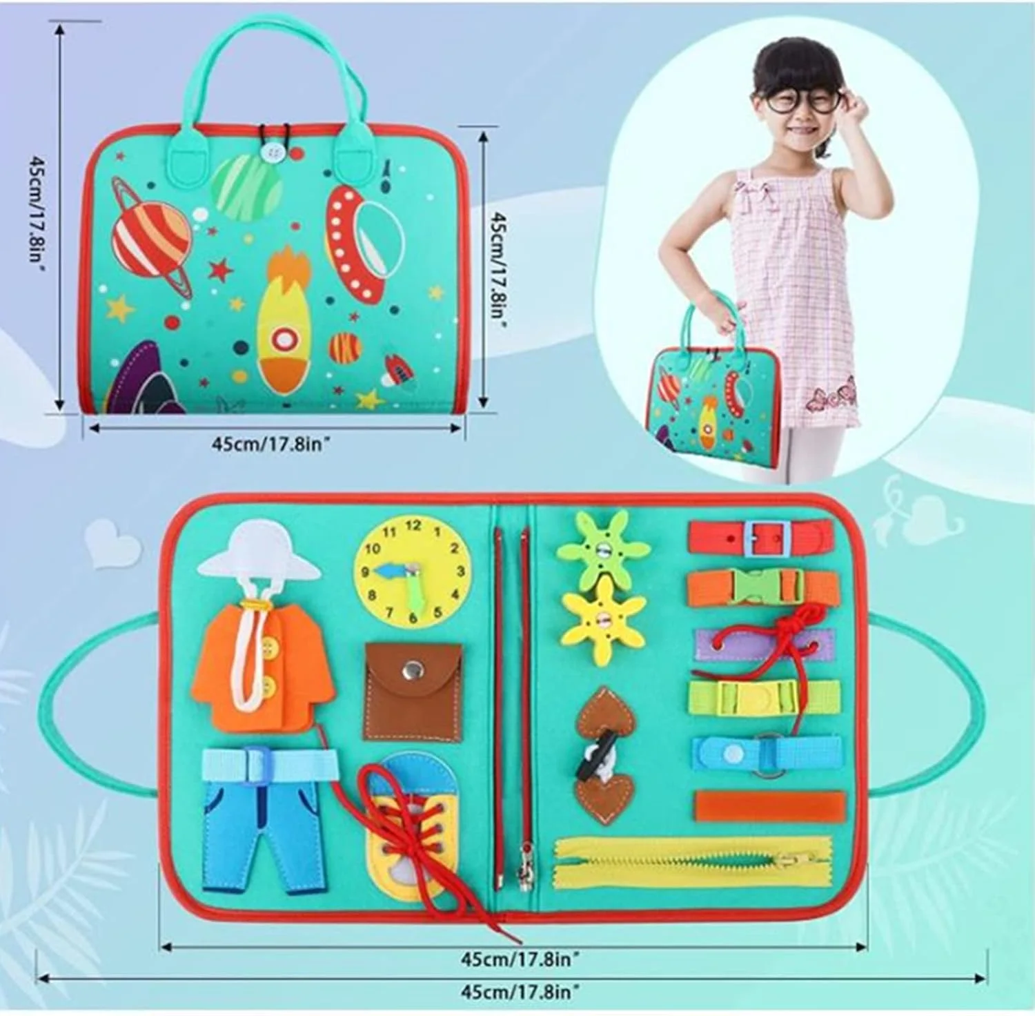 بورد مشغولیت کودک AM ANNA - اسباب بازی حسی مونته سوری، اسباب بازی آموزشی پیش دبستانی، هدیه قابل حمل برای کودکان برای یادگیری مهارت های اولیه لباس پوشیدن (سیاره) بورد مشغولیت کودک AM ANNA - اسباب بازی حسی مونته سوری، اسباب بازی آموزشی پیش دبستانی، هدیه قابل حمل برای کودکان برای یادگیری مهارت های اولیه لباس پوشیدن (سیاره)