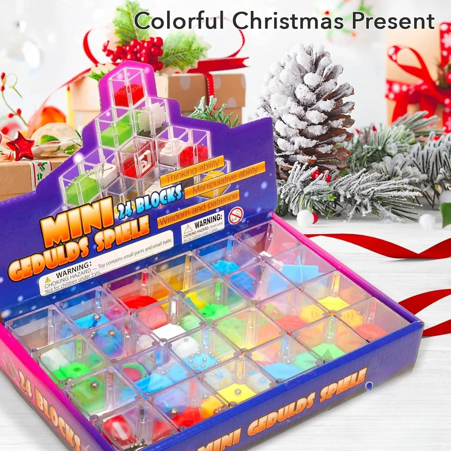 مجموعه مکعب های مینی پازل مارپیچ ARGT برای کودکان - 24 عدد اسباب بازی پازل فکری، بازی های منطقی IQ با توپ های فولادی - اسباب بازی جعبه پازل آموزشی برای کودکان و بزرگسالان - هدیه ایده آل برای سنین 3 سال به بالا