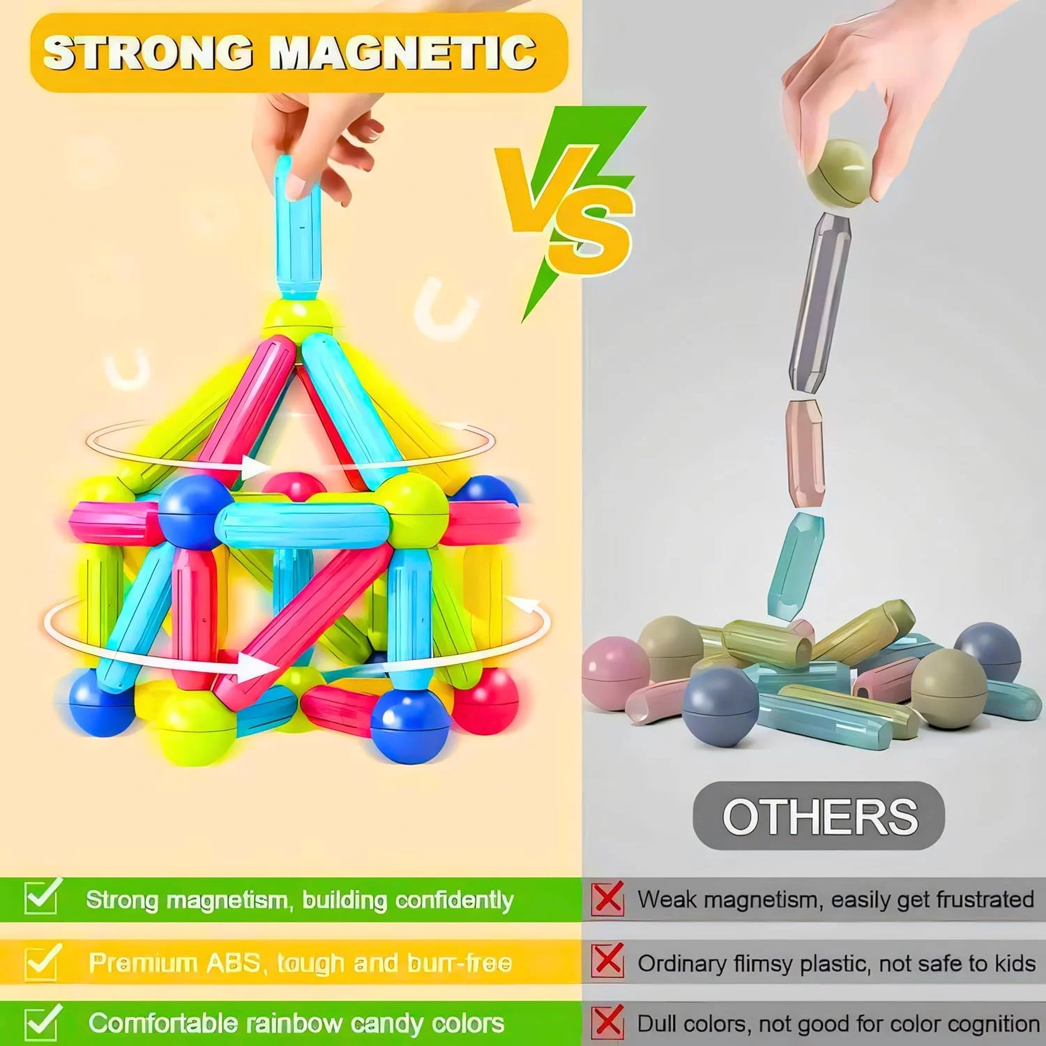 بلوک های ساختمانی آهنربایی AYEBIA، اسباب بازی های کودکان برای دختران | اسباب بازی های آهنربایی برای پسران 3+ سال 4 5 6 7 8 10 12 14 سال، چوب آهنربایی آموزشی STEM با مجموعه بازی توپ (42 قطعه) بلوک های ساختمانی آهنربایی AYEBIA، اسباب بازی های کودکان برای دختران | اسباب بازی های آهنربایی برای پسران 3+ سال 4 5 6 7 8 10 12 14 سال، چوب آهنربایی آموزشی STEM با مجموعه بازی توپ (42 قطعه)