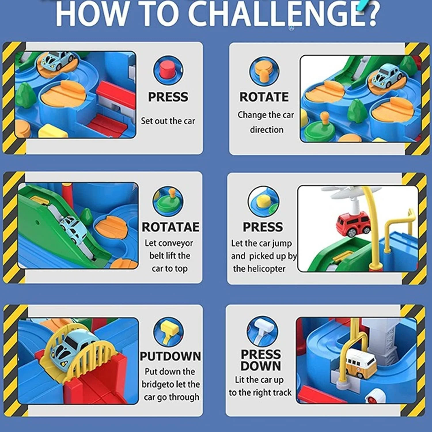 اسباب بازی ماجراجویی ماشین Beauenty، ماشین اسباب بازی آموزشی پیش دبستانی نجات شهر، اسباب بازی تعاملی قطار والدین و کودک، پیست مسابقه ماشین پازلی مجموعه بازی پارکینگ برای کودکان نوپا 3، 4، 5، 6، 7، 8 ساله پسران و دختران