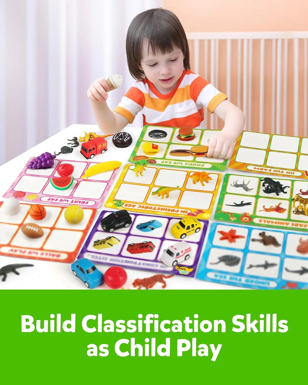 اسباب بازی مرتب سازی کوگام برای کودکان نوپا، حیوانات دایناسورها میوه ها وسایل نقلیه غذاها ماهی ها توپ ها مجموعه بازی مزرعه، بازی حرکتی ظریف مونته سوری هدیه آموزشی پیش دبستانی برای کودکان 2 3 4 ساله