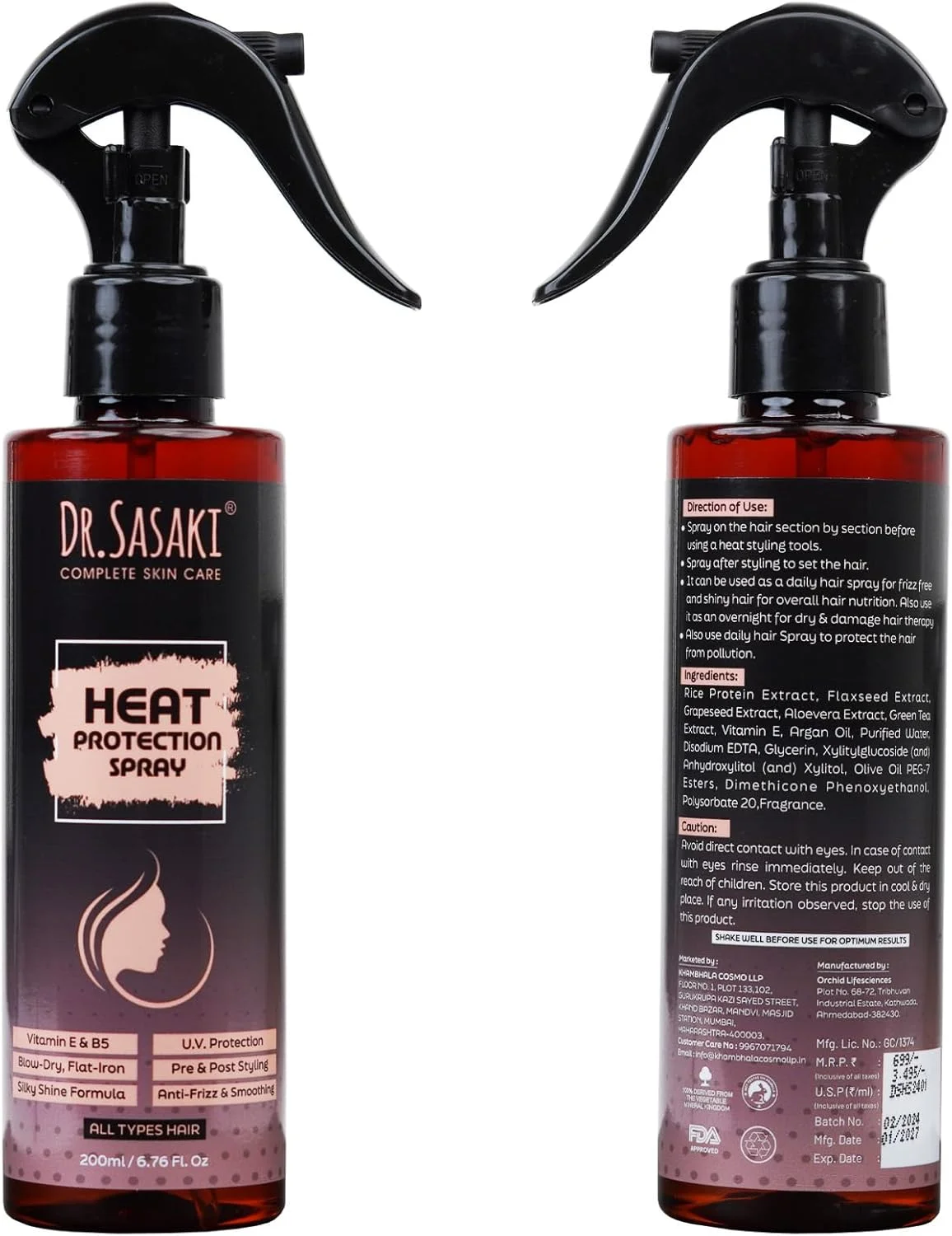 اسپری محافظت کامل مو دکتر ساساکی، 200 میلی لیتر