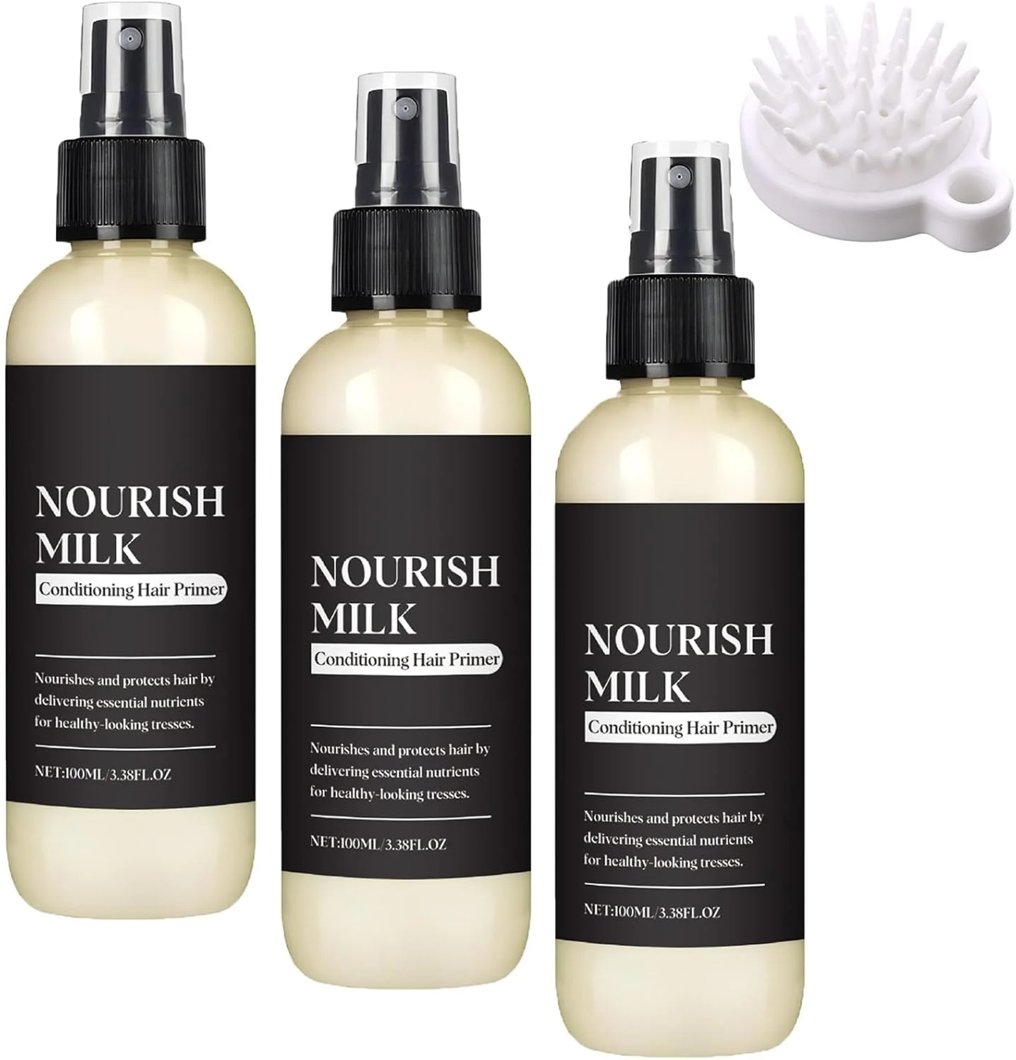 پرایمر مو شیر مغذی، مرطوب کننده سبک وزن برای موهای نرم، اسپری صاف کننده مو، مراقبت از مو، مغذی و صاف کننده، ضد وز برای موهای خشک، مرطوب کننده قوی (3 عدد)