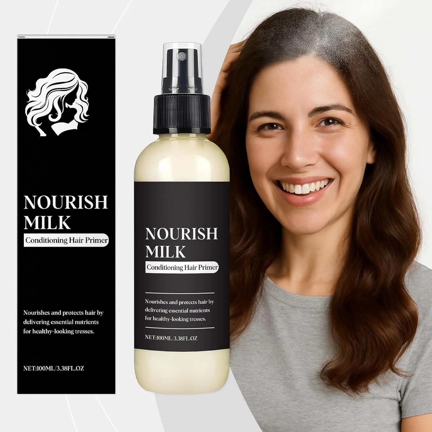 پرایمر مو شیر مغذی، مرطوب کننده سبک وزن برای موهای نرم، اسپری صاف کننده مو، مراقبت از مو، مغذی و صاف کننده، ضد وز برای موهای خشک، مرطوب کننده قوی (3 عدد)