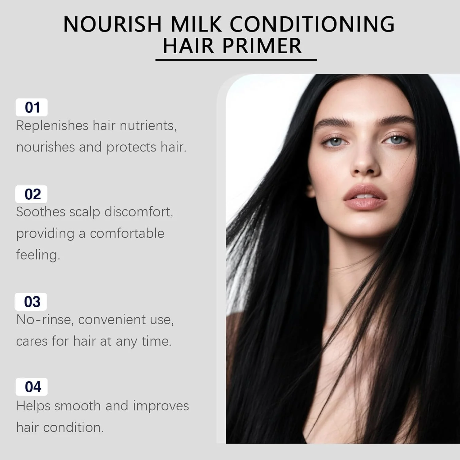 پرایمر مو شیر مغذی، مرطوب کننده سبک وزن برای موهای نرم، اسپری صاف کننده مو، مراقبت از مو، مغذی و صاف کننده، ضد وز برای موهای خشک، مرطوب کننده قوی (3 عدد)