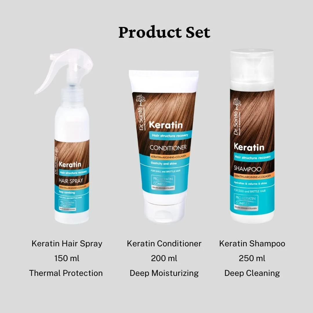 اسپری مو دکتر سانته کراتین برای موهای شکننده و ترمیم درخشش مو، ساختار مو 150 میلی لیتر