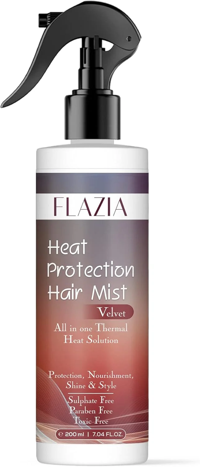 اسپری محافظت حرارتی موی ممتاز فلازیا - 200 میلی لیتر | اسپری صاف کننده مو، بدون سولفات، بدون پارابن