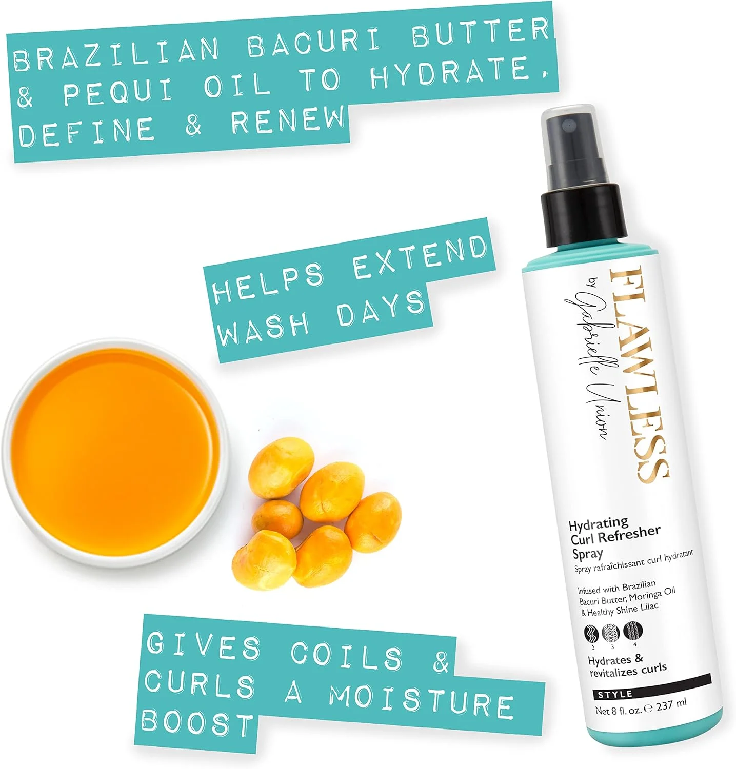 اسپری طراوت بخش و آبرسان مو فِلاولِس بای گابریِل یونیون، مخصوص موهای فر و مجعد، 236 میلی لیتر اسپری طراوت بخش و آبرسان مو فِلاولِس بای گابریِل یونیون، مخصوص موهای فر و مجعد، 236 میلی لیتر