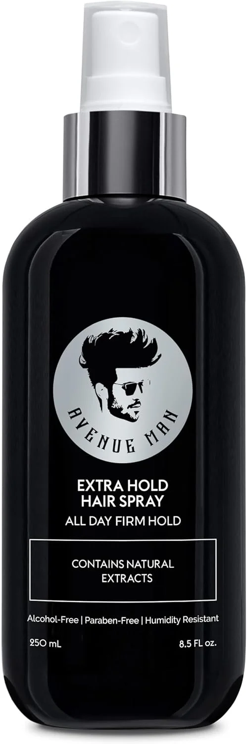اسپری مو مردانه آونیو من - اسپری موی ممتاز مردانه با قدرت نگهداری فوق العاده - کنترل وز، مقاوم در برابر رطوبت و بدون پارابن - فرمول غیر آئروسل - مناسب برای انواع مو (250 میلی لیتر)