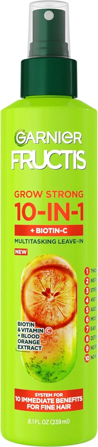 اسپری ضخیم کننده مو 10 در 1 گارنیر Fructis Grow Strong، حاوی بیوتین-C، حجم 240 میلی لیتر (بسته بندی ممکن است متفاوت باشد)