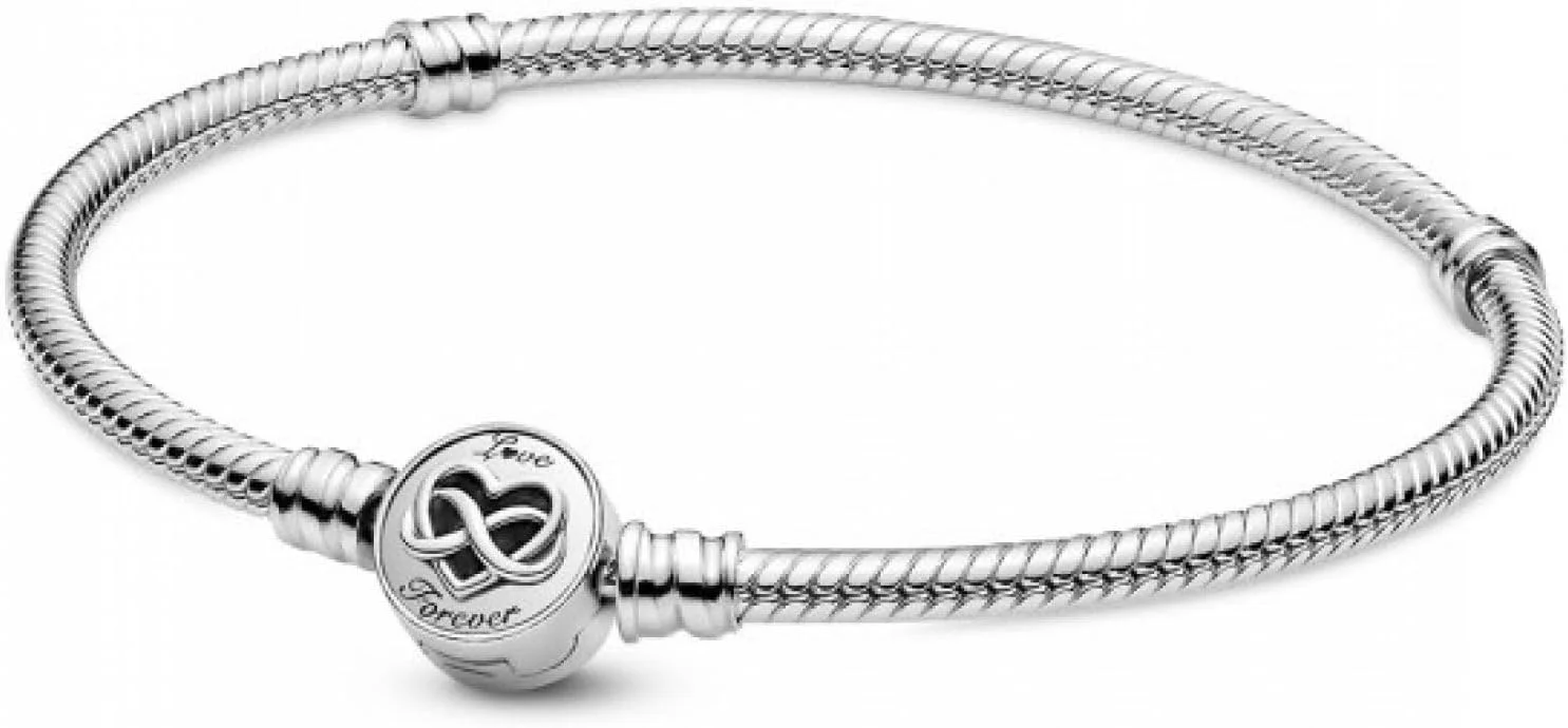 دستبند زنجیری ماری قفل قلب بی نهایت پاندورا Moments، نقره استرلینگ