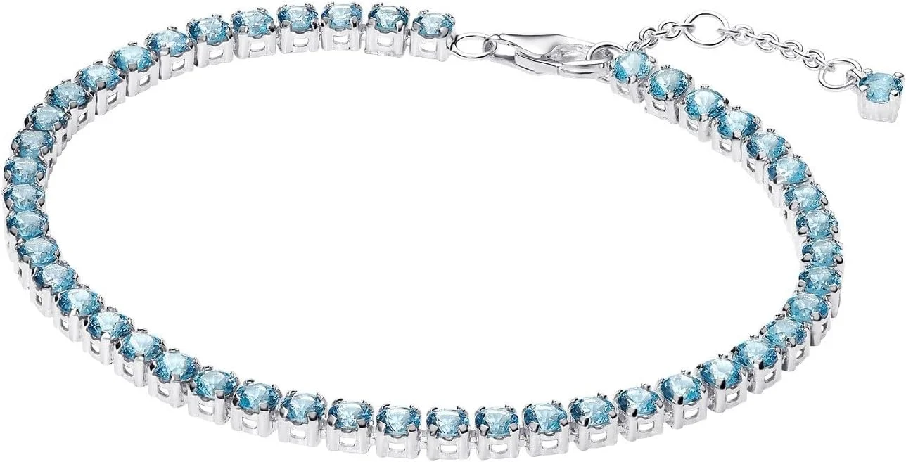 دستبند تنیس زنانه پاندورا مدل 591469C03 نقره ای آبی روشن