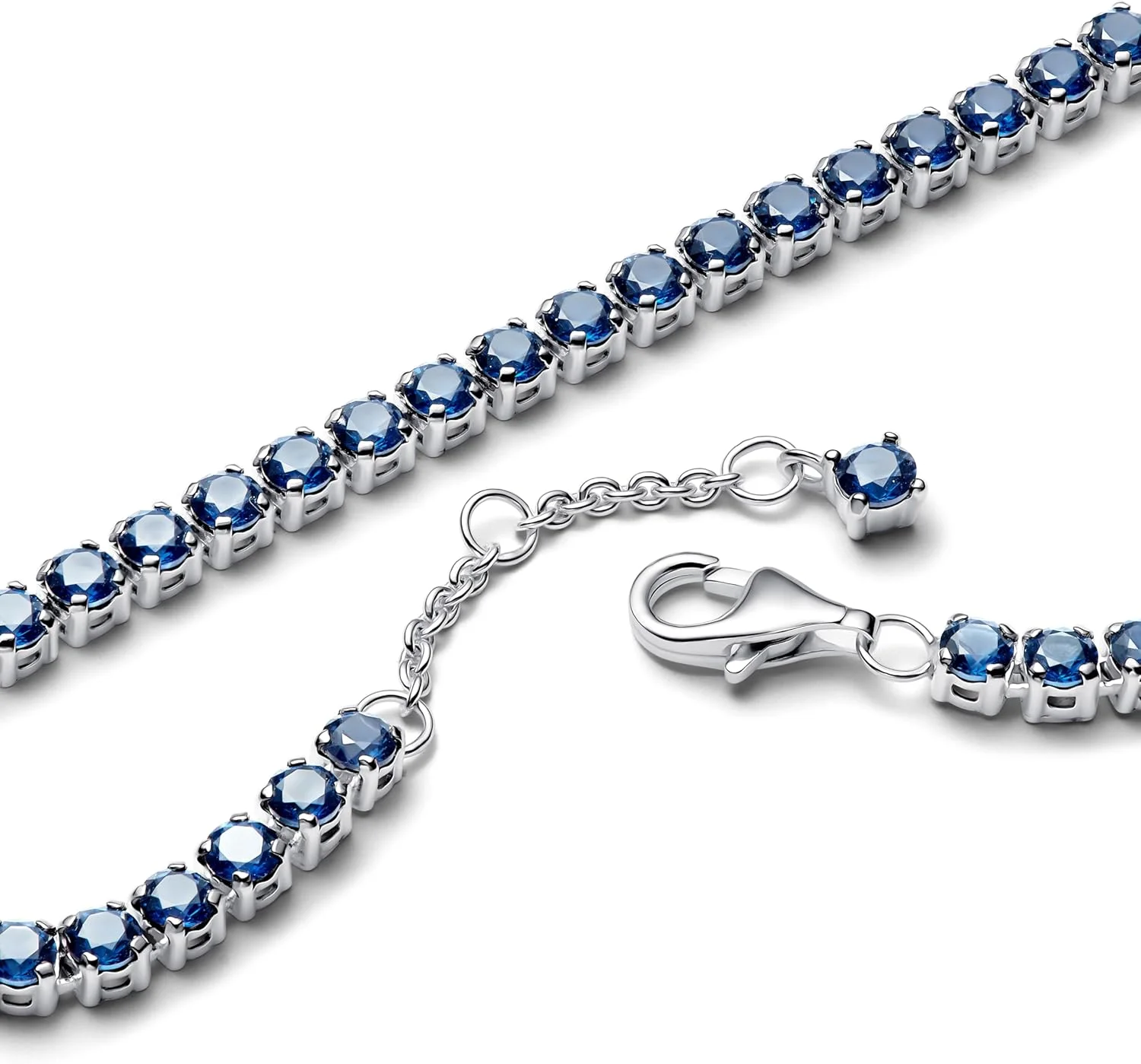 دستبند تنیس نقره ای زنانه پاندورا مدل 591469C02 با کریستال های آبی