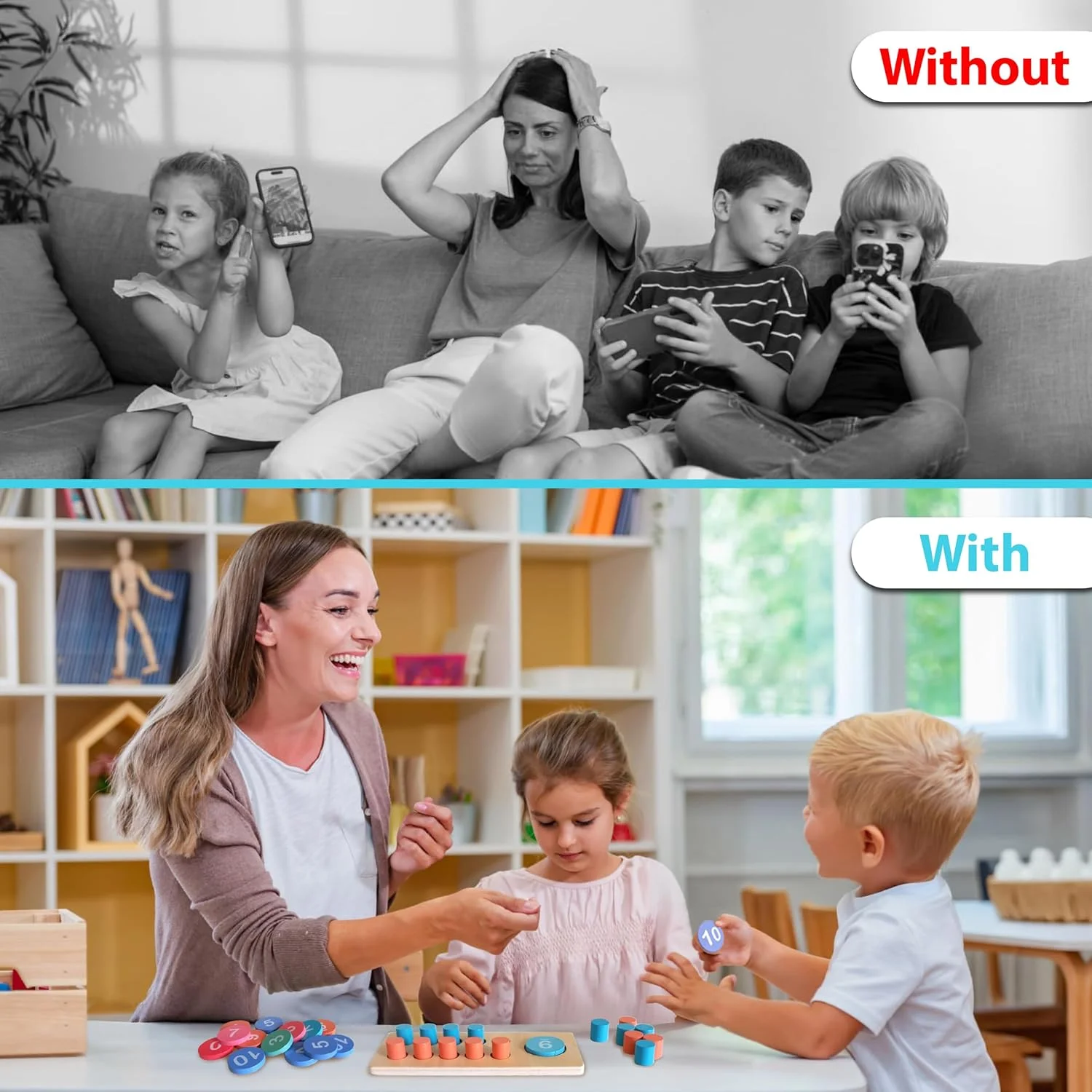 ابزار کمک آموزشی ریاضی IZDANA - تخته شمارش چوبی با میخ 3+ اسباب بازی آموزشی پیش دبستانی بازی های مونته سوری هدیه تولد برای دختر پسر کیت چوبی اسباب بازی های آموزشی کودک نوپا بازی آموزش خانگی مهد کودک